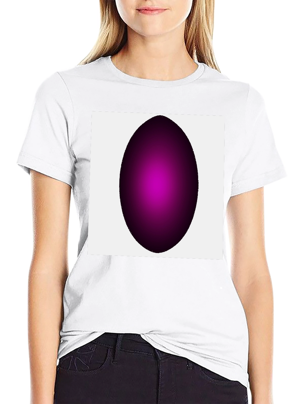 Modern Black T-Shirt with Abstract Oval Design