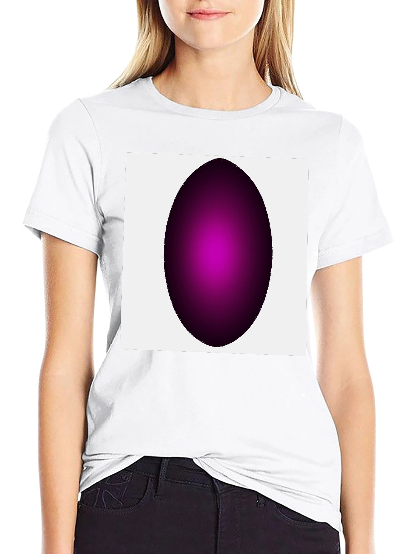 Modern Black T-Shirt with Abstract Oval Design