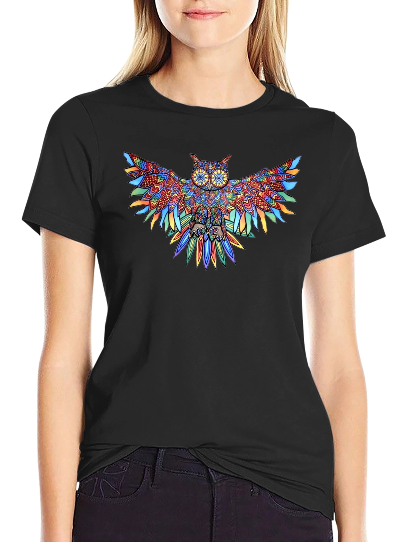 Colorful Owl Graphic Tee - Unique Design