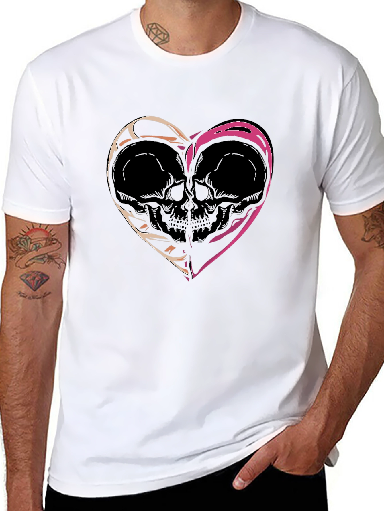 Skull Heart Graphic Tee - Edgy Black T-Shirt