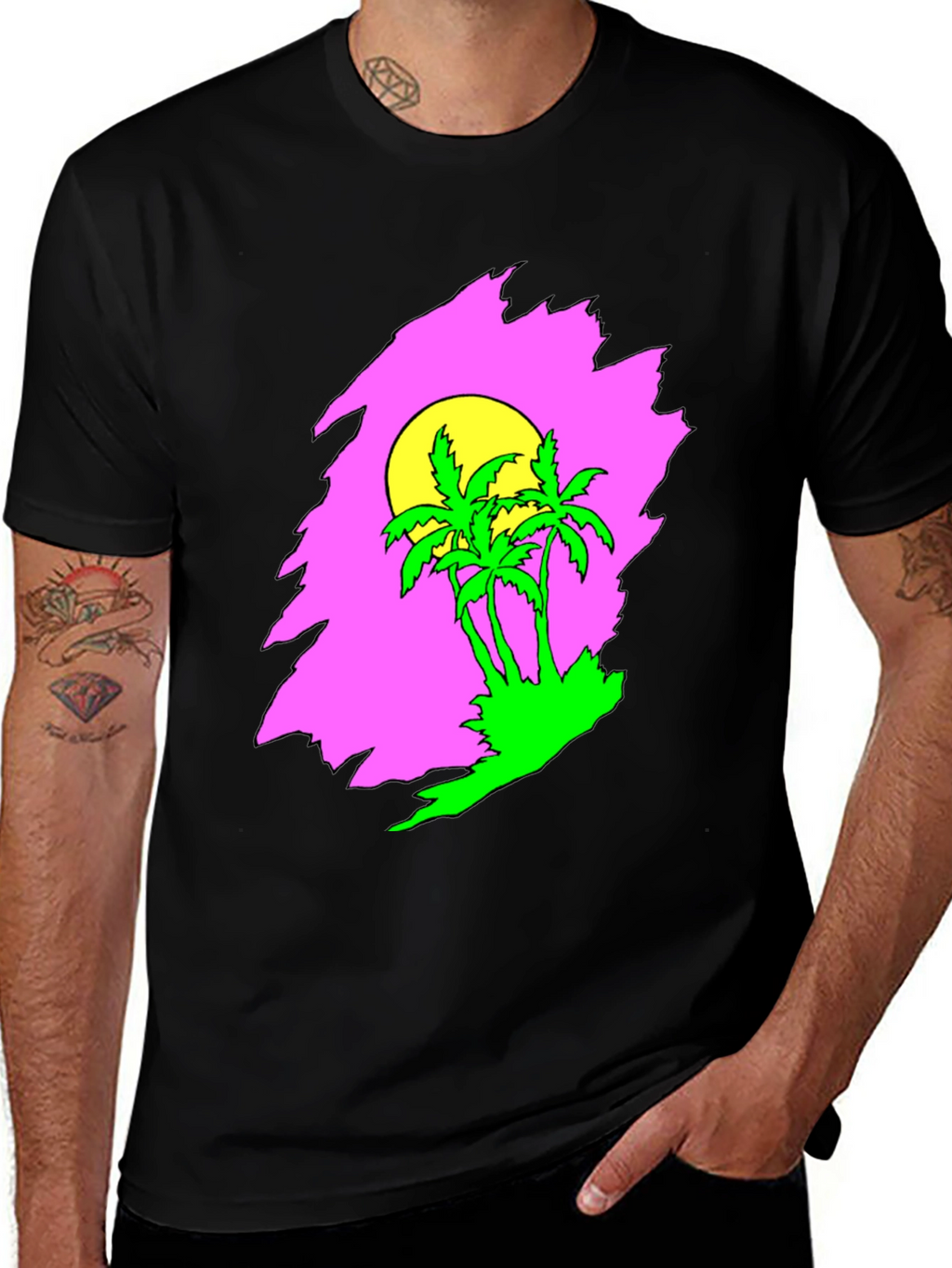 Retro Palm Tree Sunset Graphic Tee