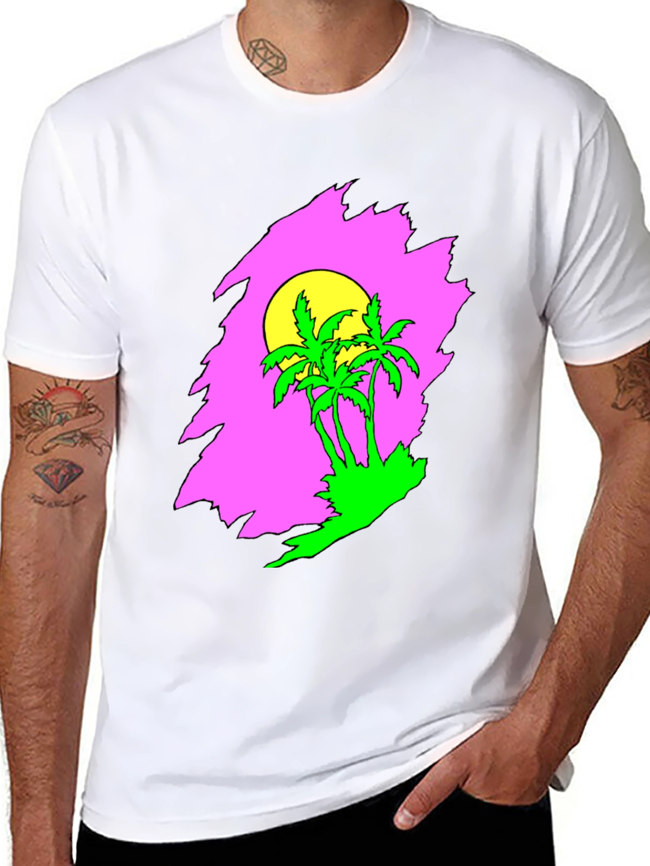 Retro Palm Tree Sunset Graphic Tee