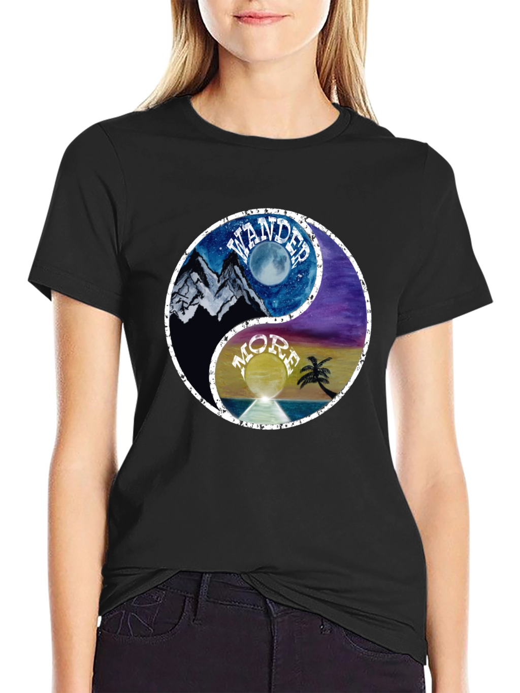 Yin Yang Wander More Graphic T-Shirt