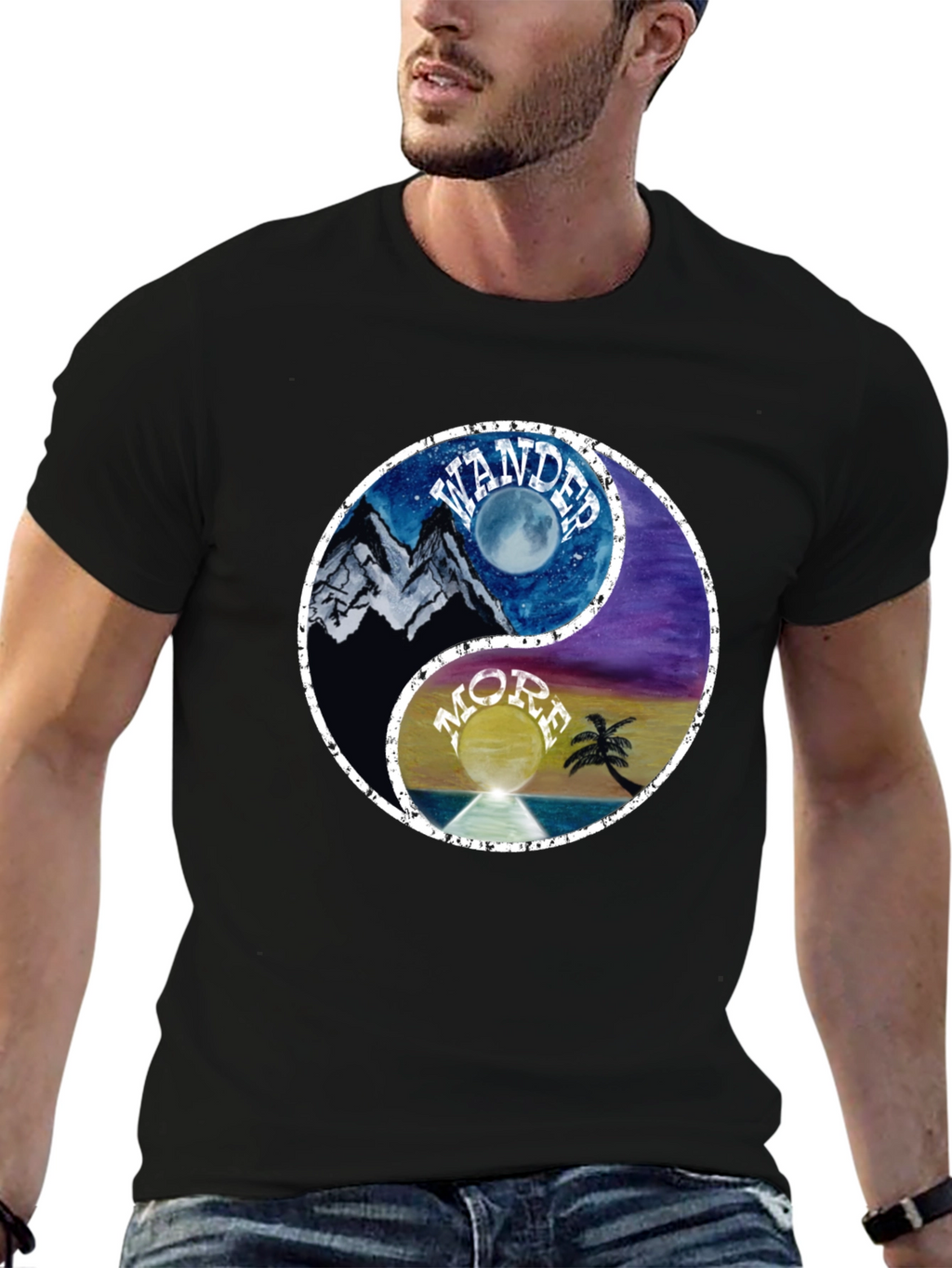 Yin Yang Wander More Graphic T-Shirt