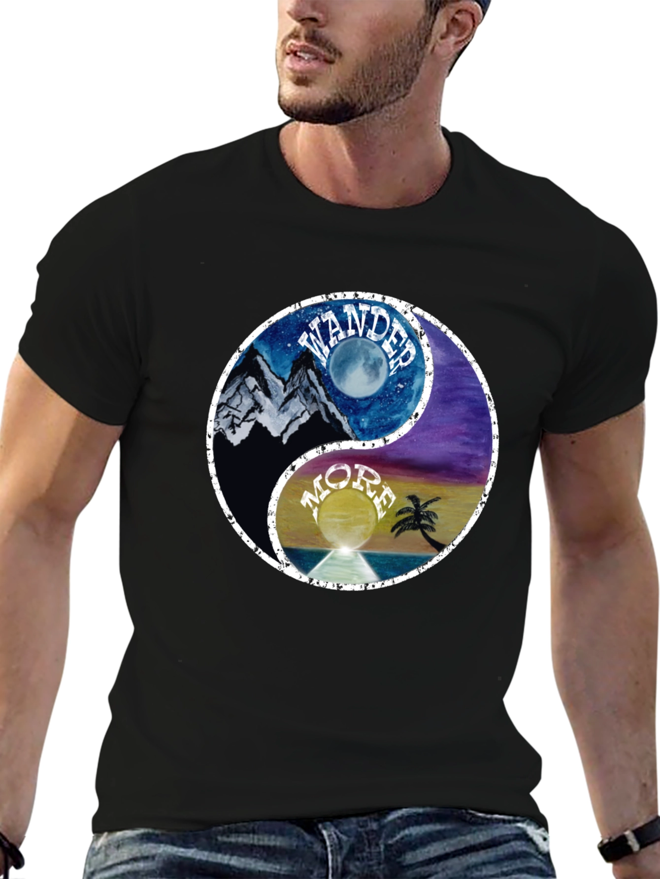 Yin Yang Wander More Graphic T-Shirt