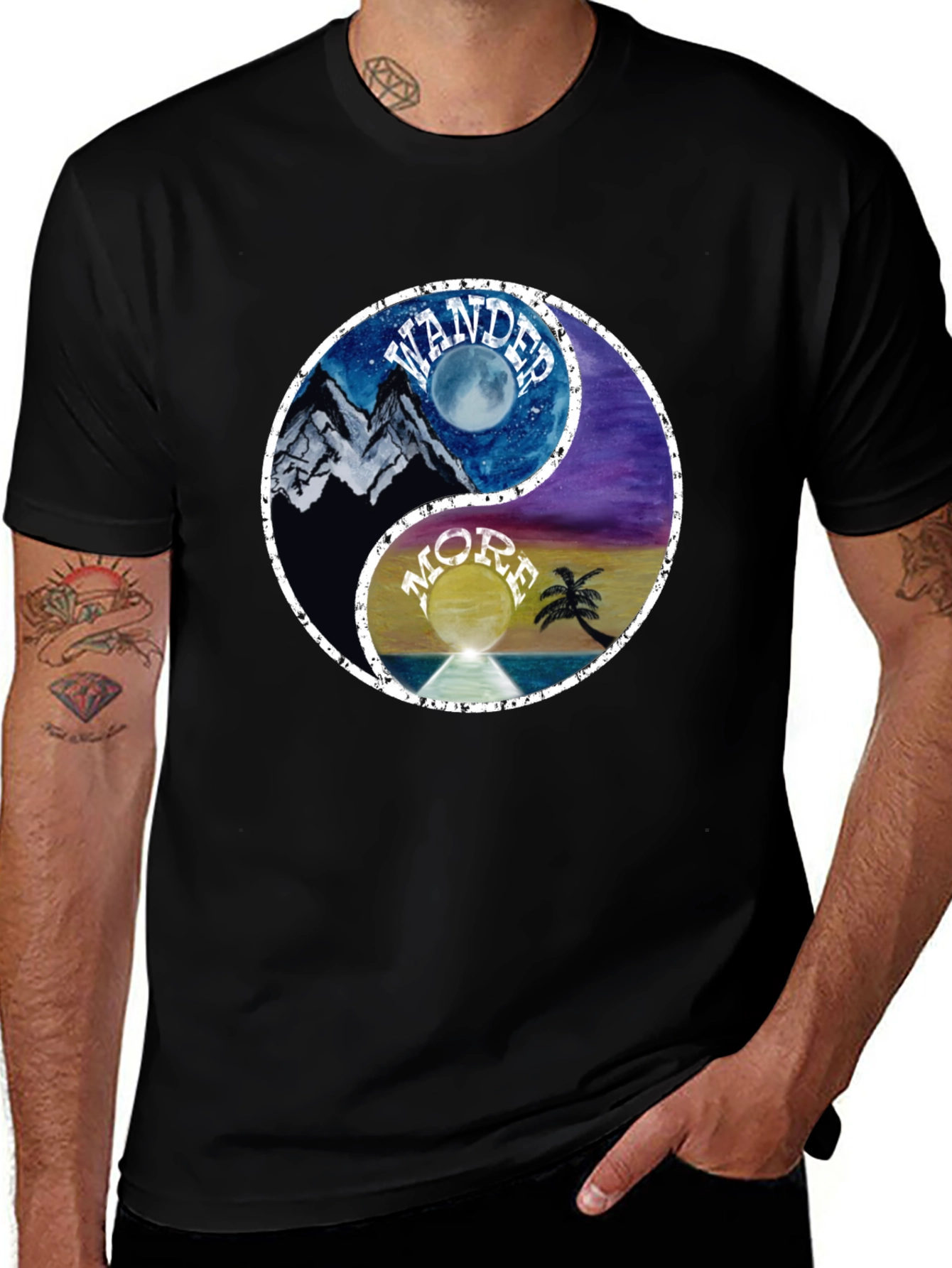 Yin Yang Wander More Graphic T-Shirt