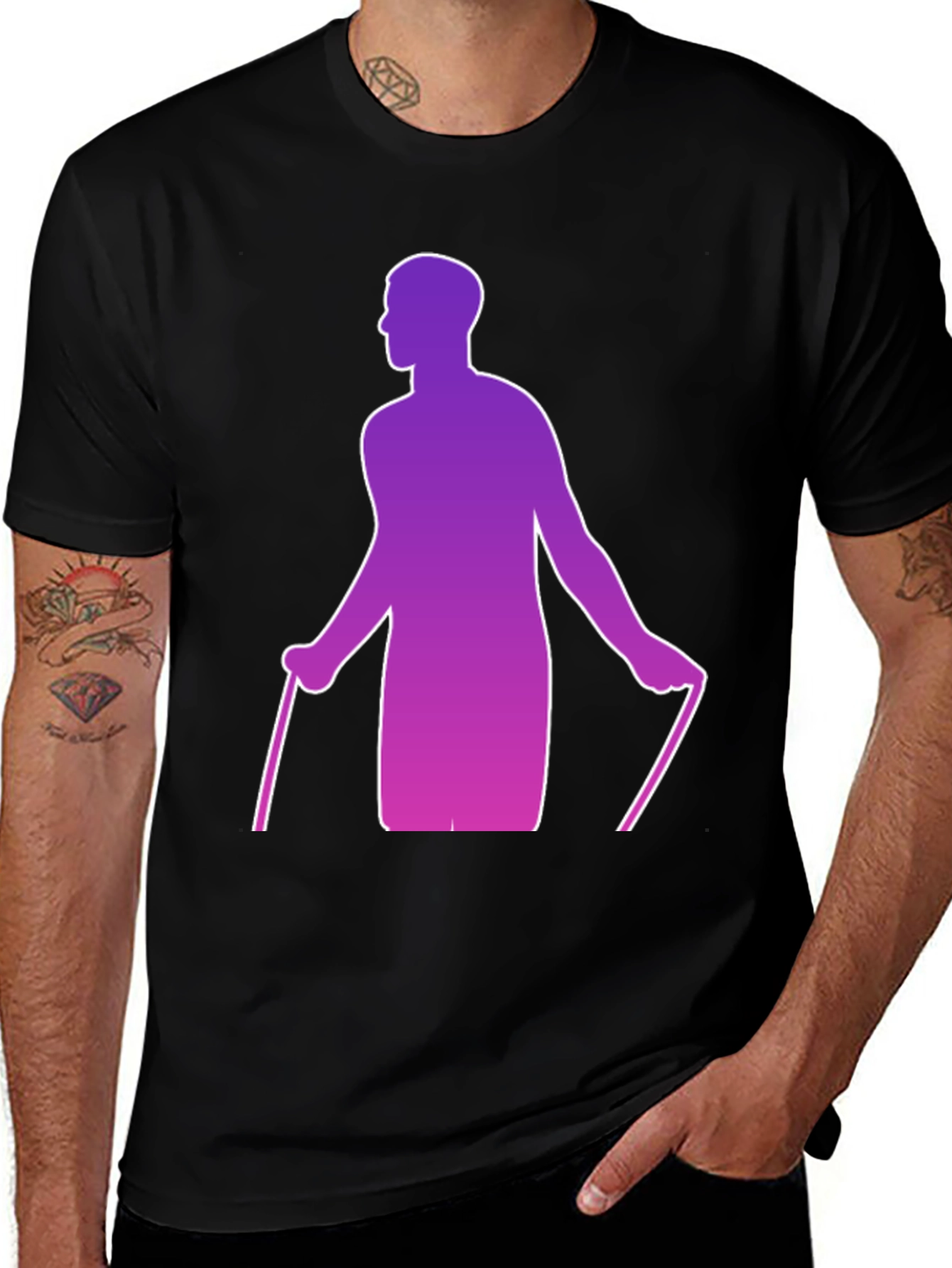 Gradient Skier Graphic Black T-Shirt