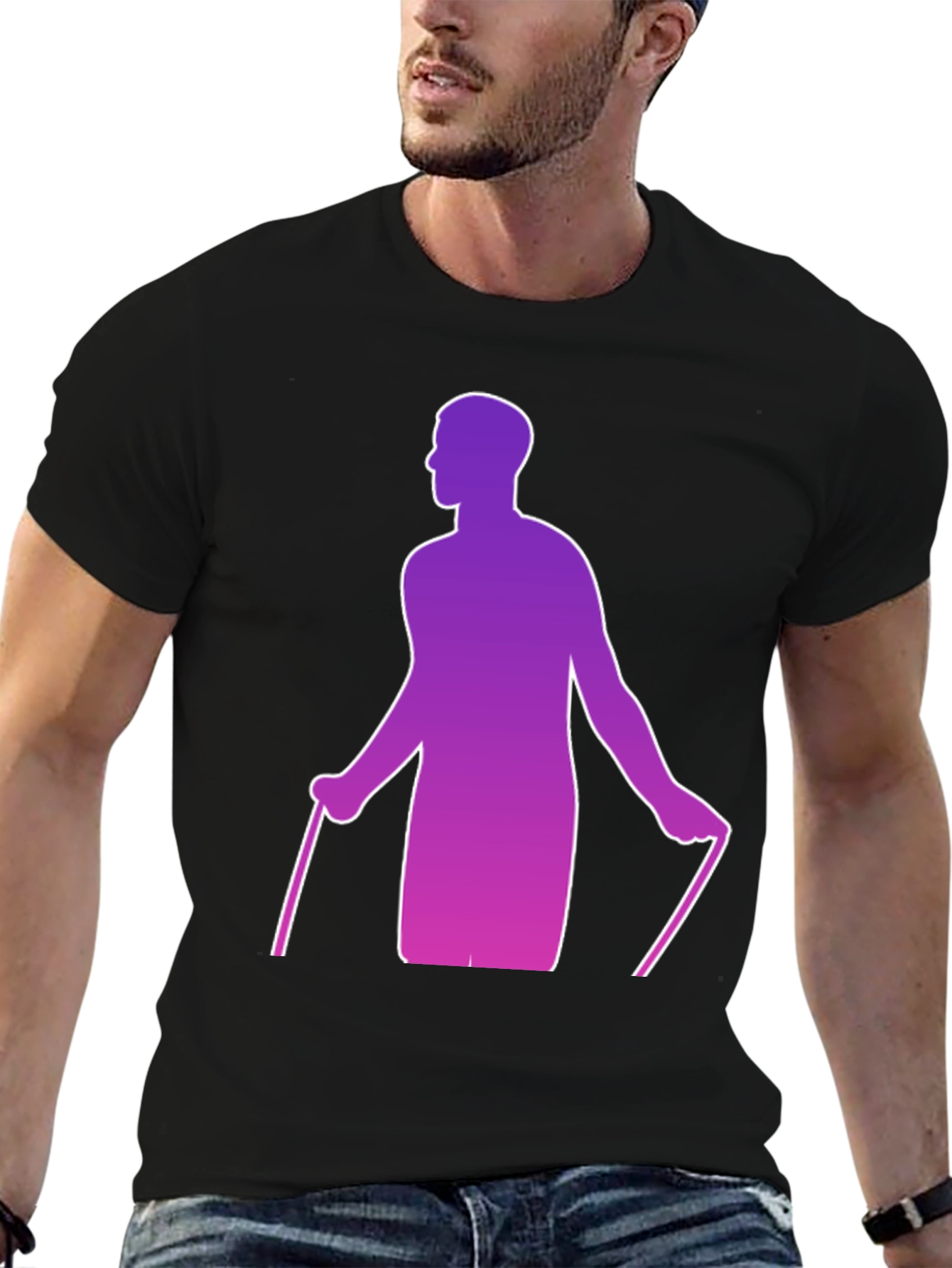 Gradient Skier Graphic Black T-Shirt