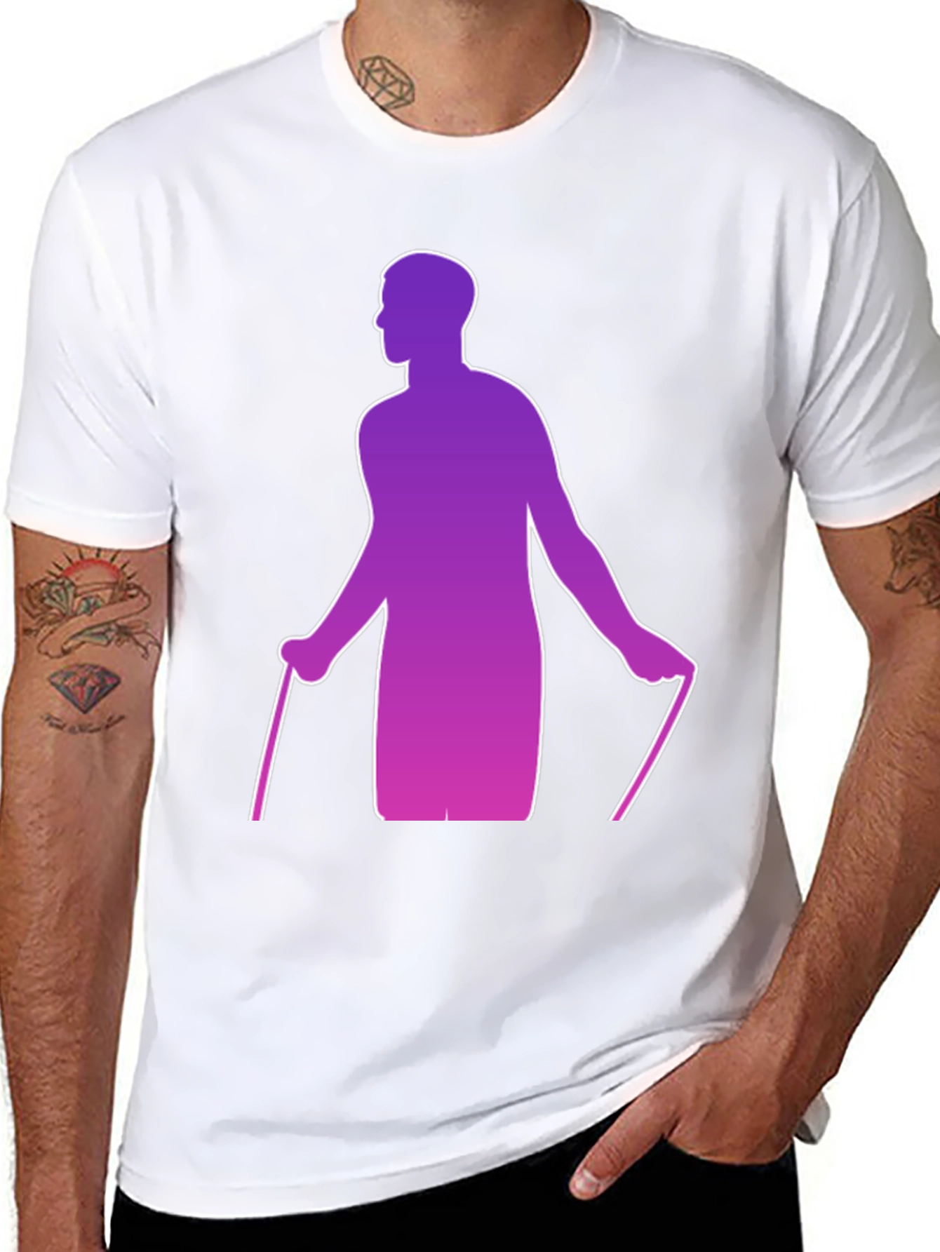 Gradient Skier Graphic Black T-Shirt