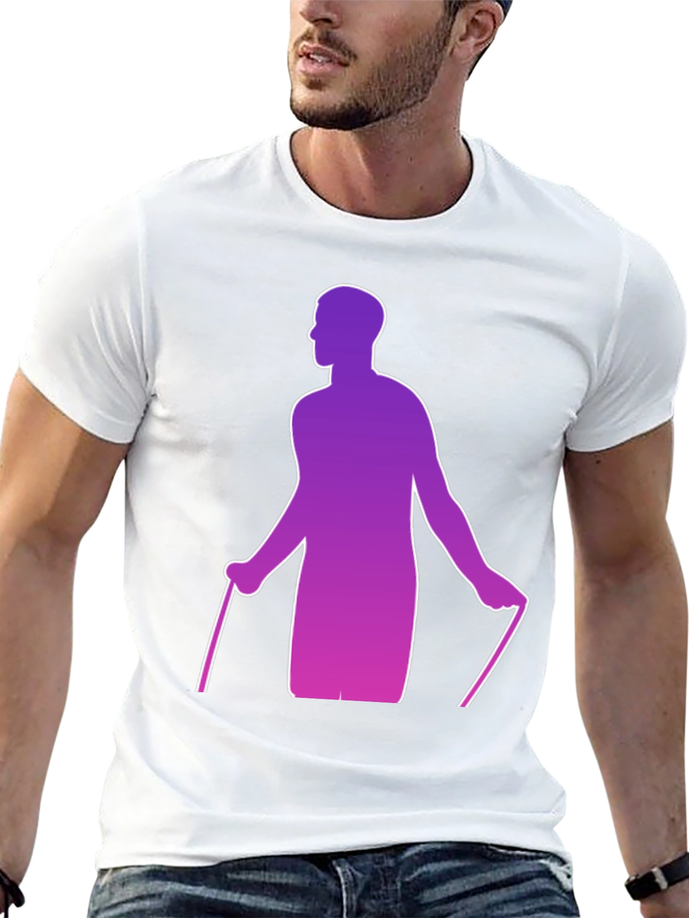 Gradient Skier Graphic Black T-Shirt