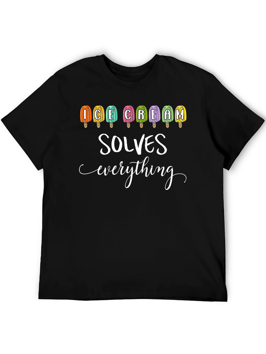 Ice Cream Solves Everything Graphic Tee - Black