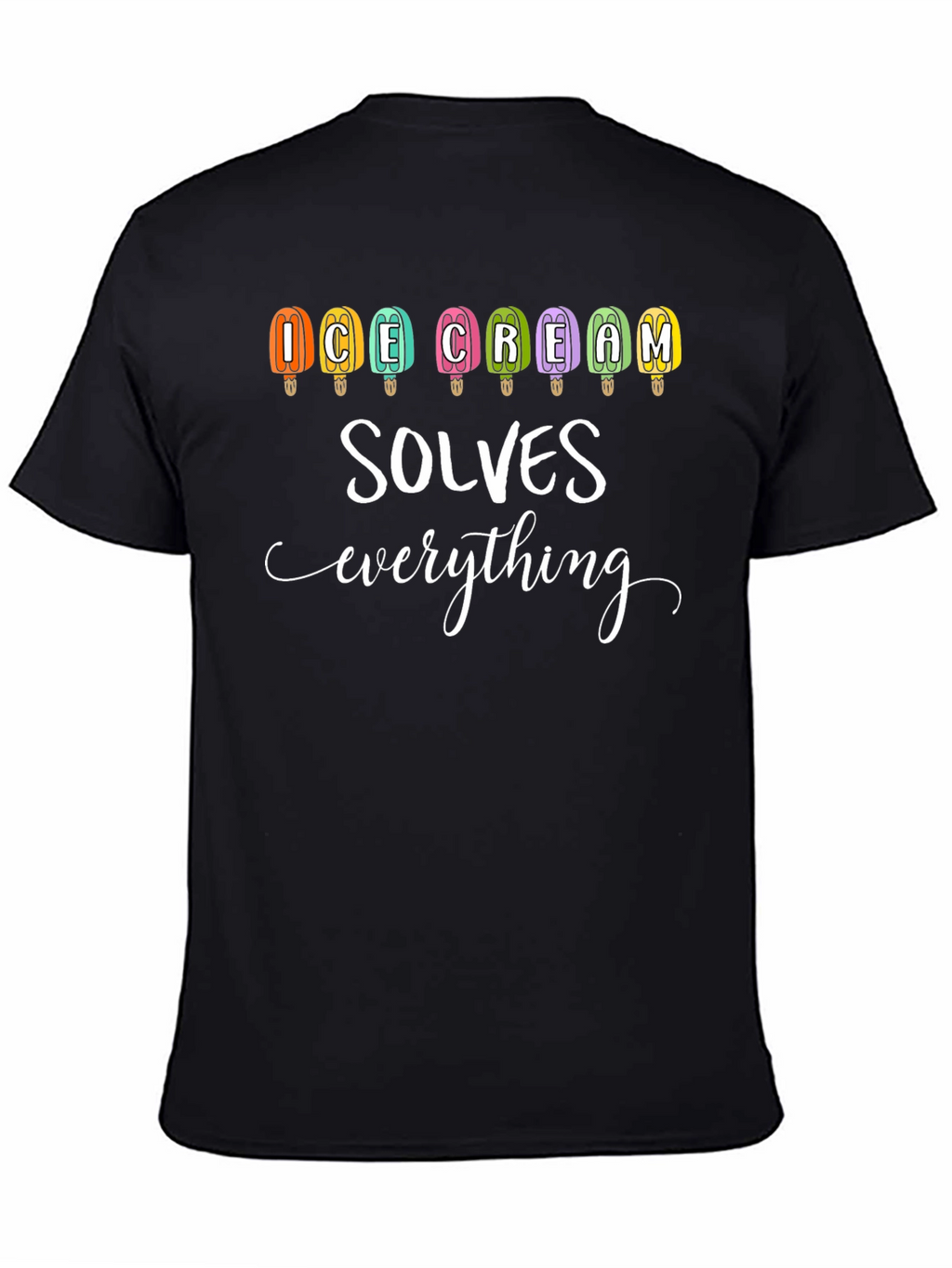 Ice Cream Solves Everything Graphic Tee - Black