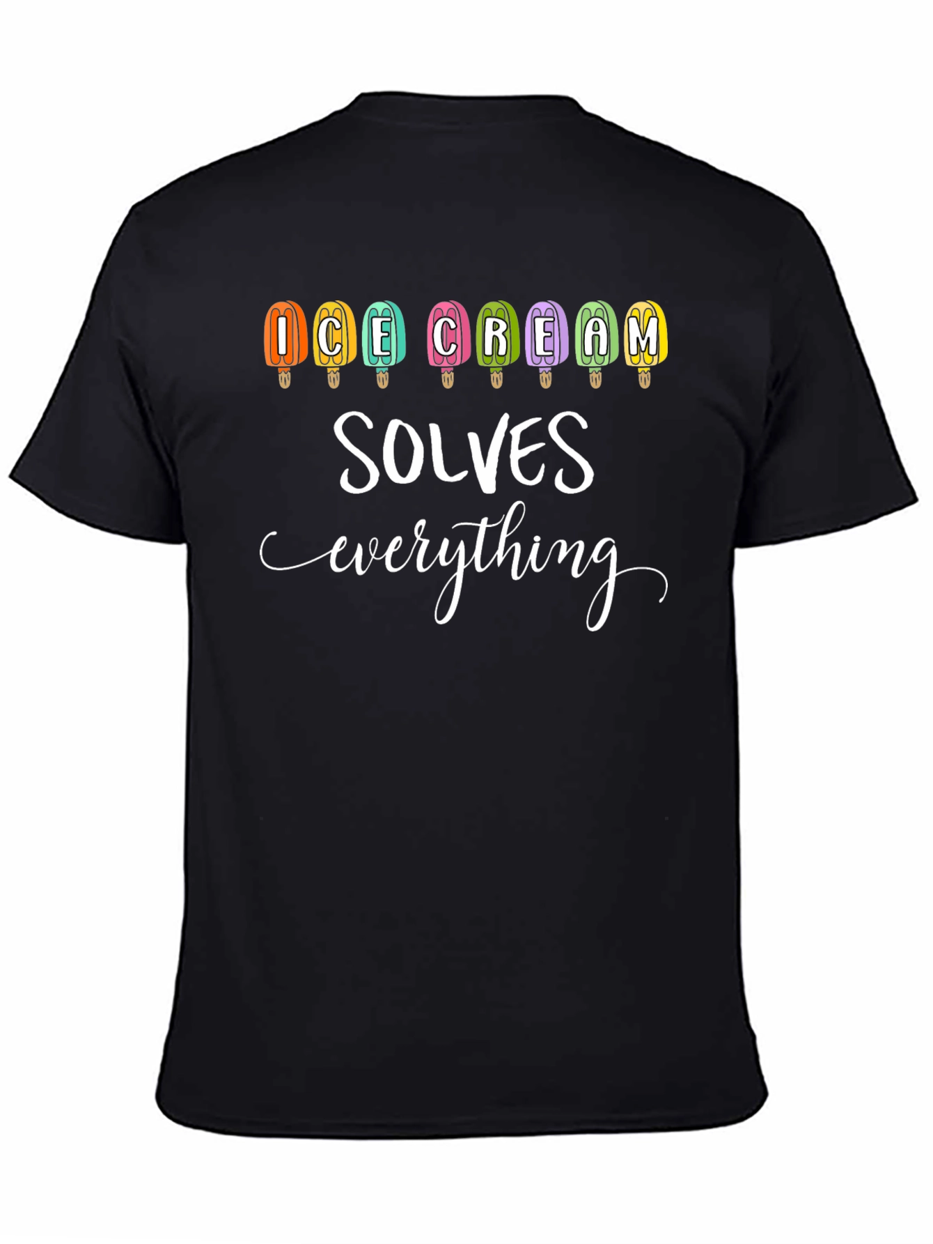 Ice Cream Solves Everything Graphic Tee - Black