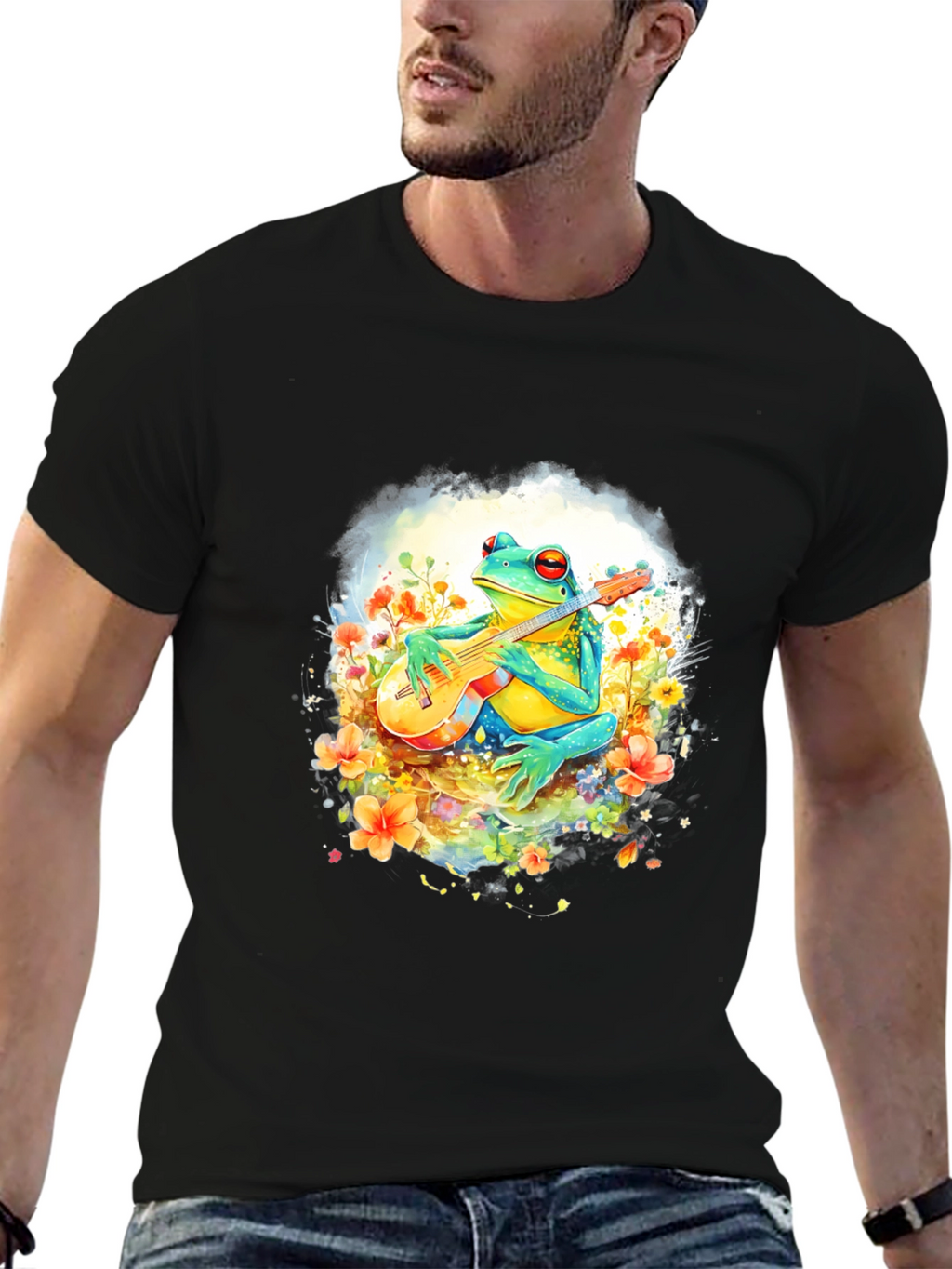 Frog Playing Guitar Graphic T-Shirt