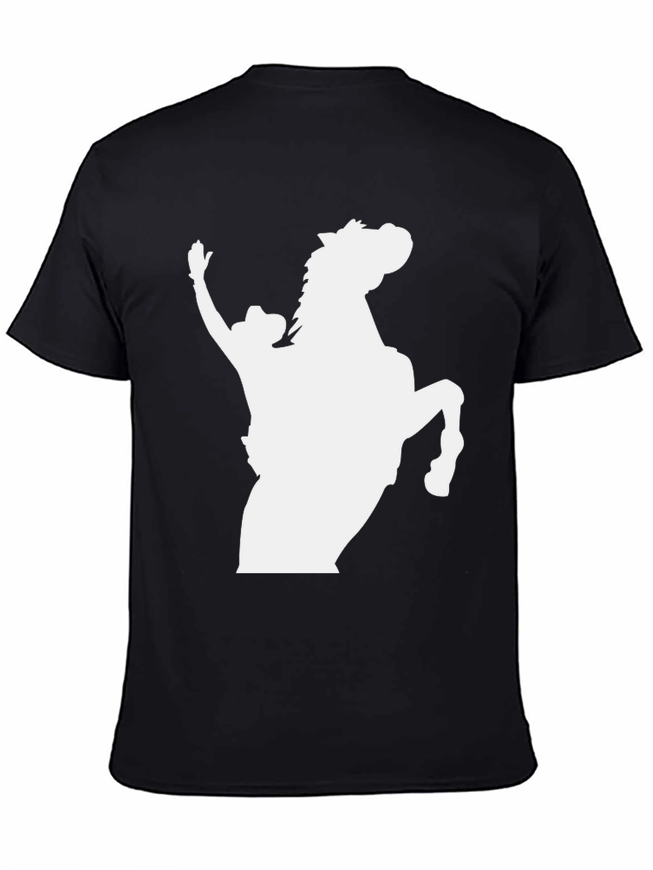 Cowboy Horse Graphic Tee - Black Cotton Blend T-Shirt