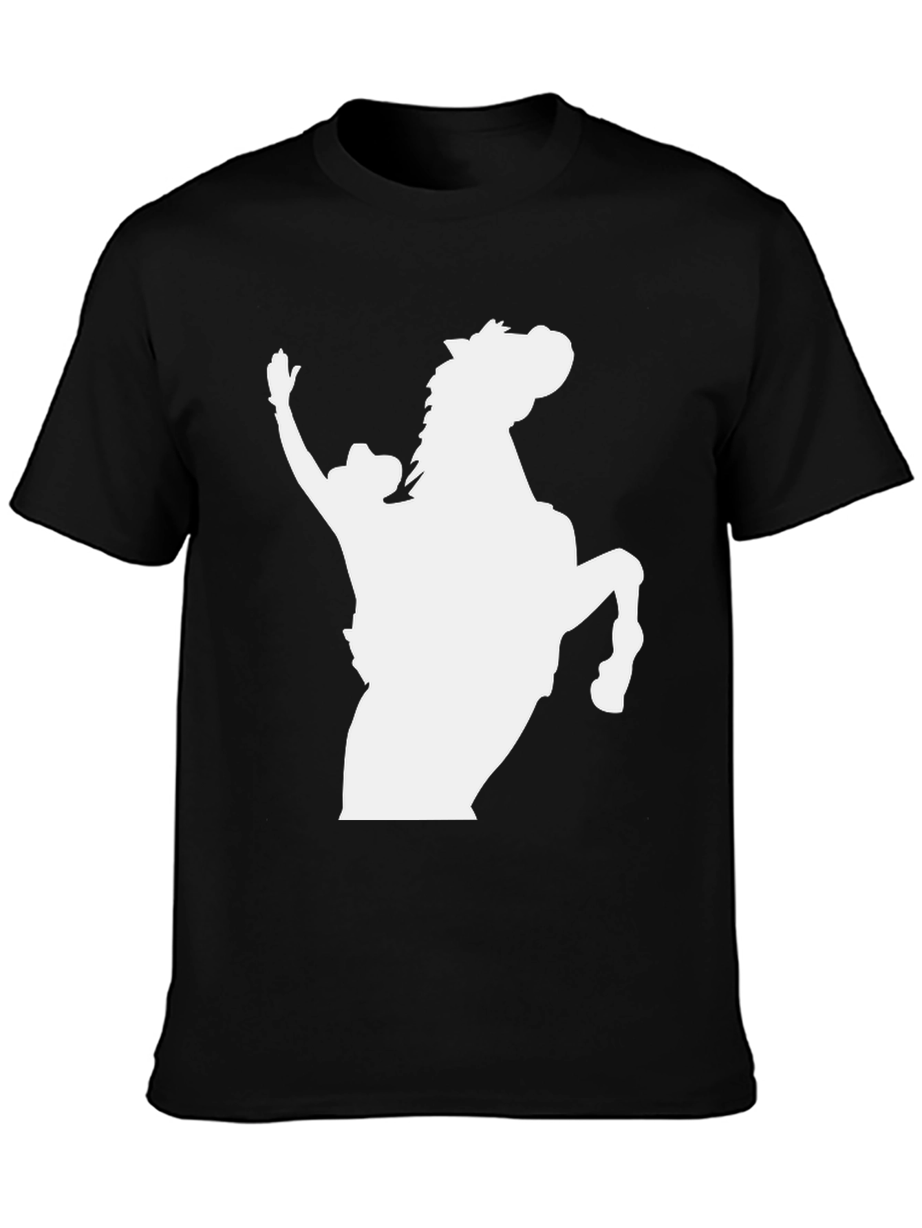 Cowboy Horse Graphic Tee - Black Cotton Blend T-Shirt