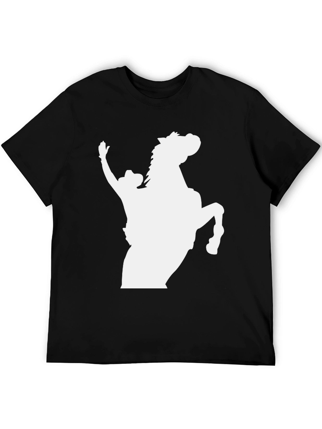 Cowboy Horse Graphic Tee - Black Cotton Blend T-Shirt