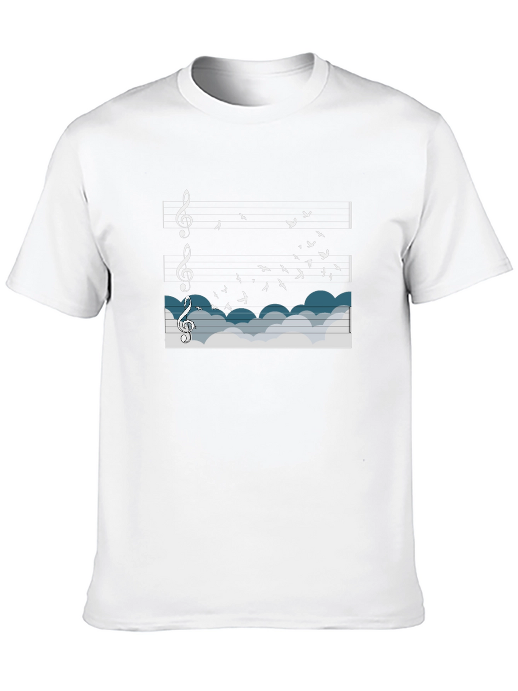 Musical Flight T-Shirt: Birds & Notes in the Sky