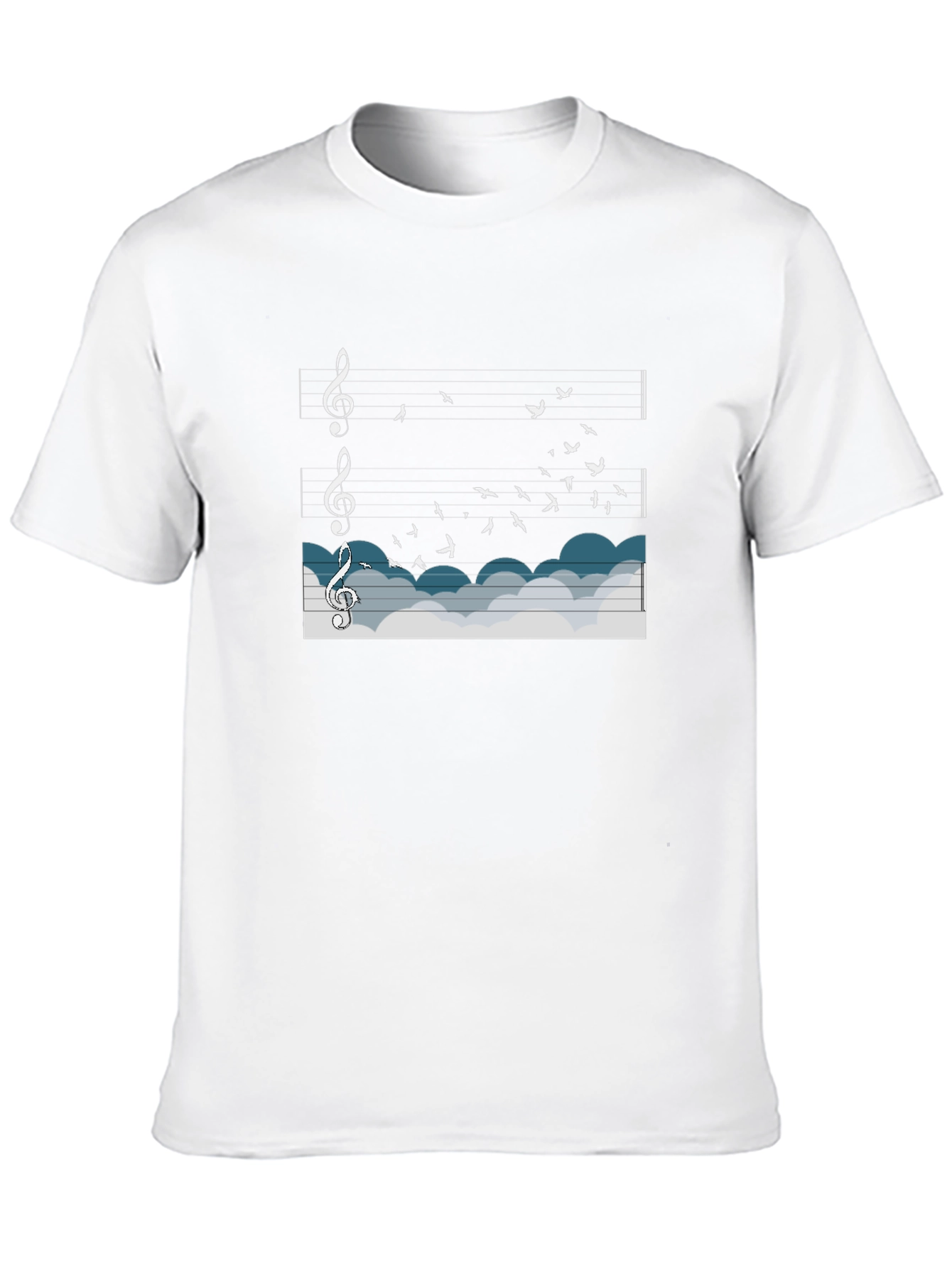 Musical Flight T-Shirt: Birds & Notes in the Sky
