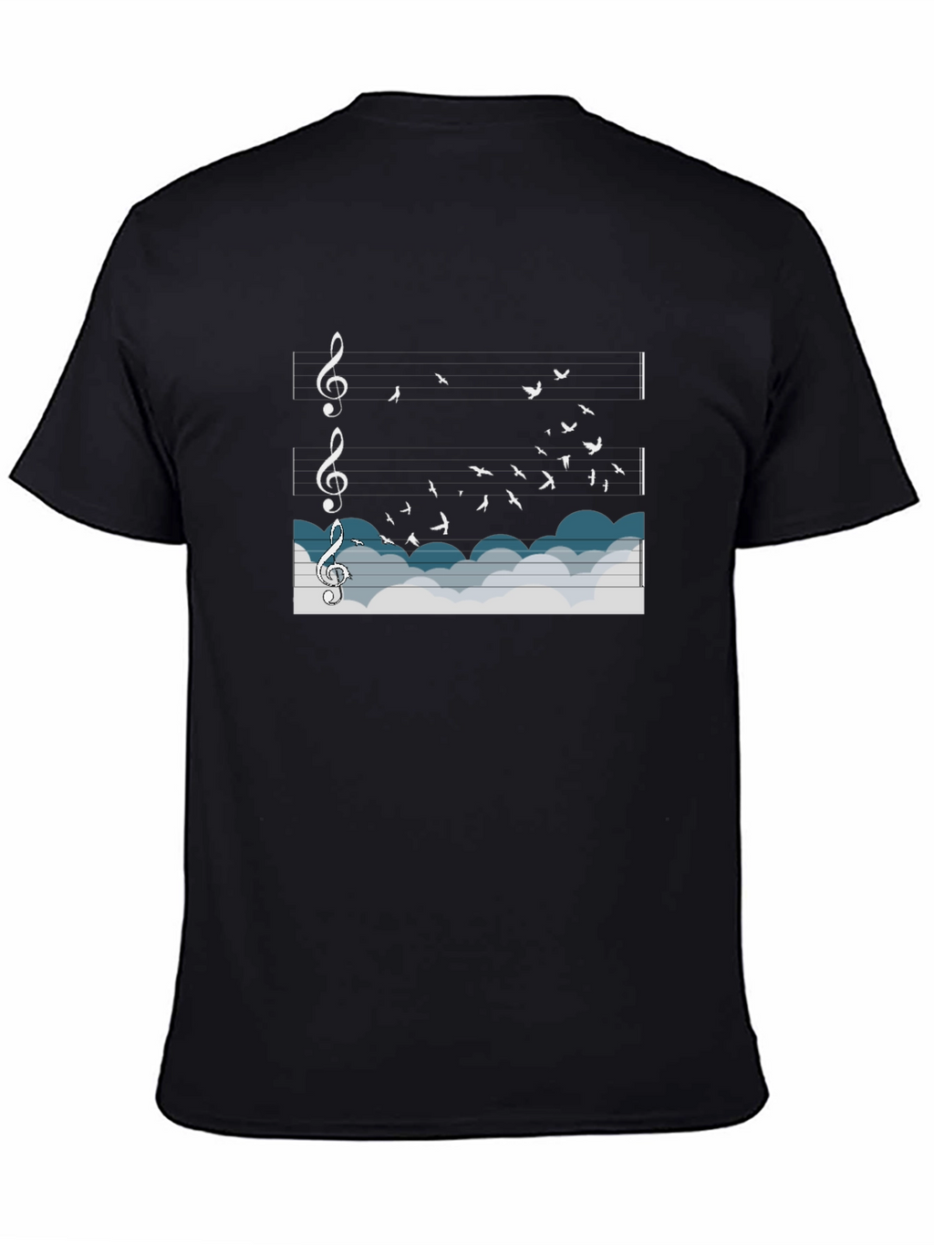 Musical Flight T-Shirt: Birds & Notes in the Sky