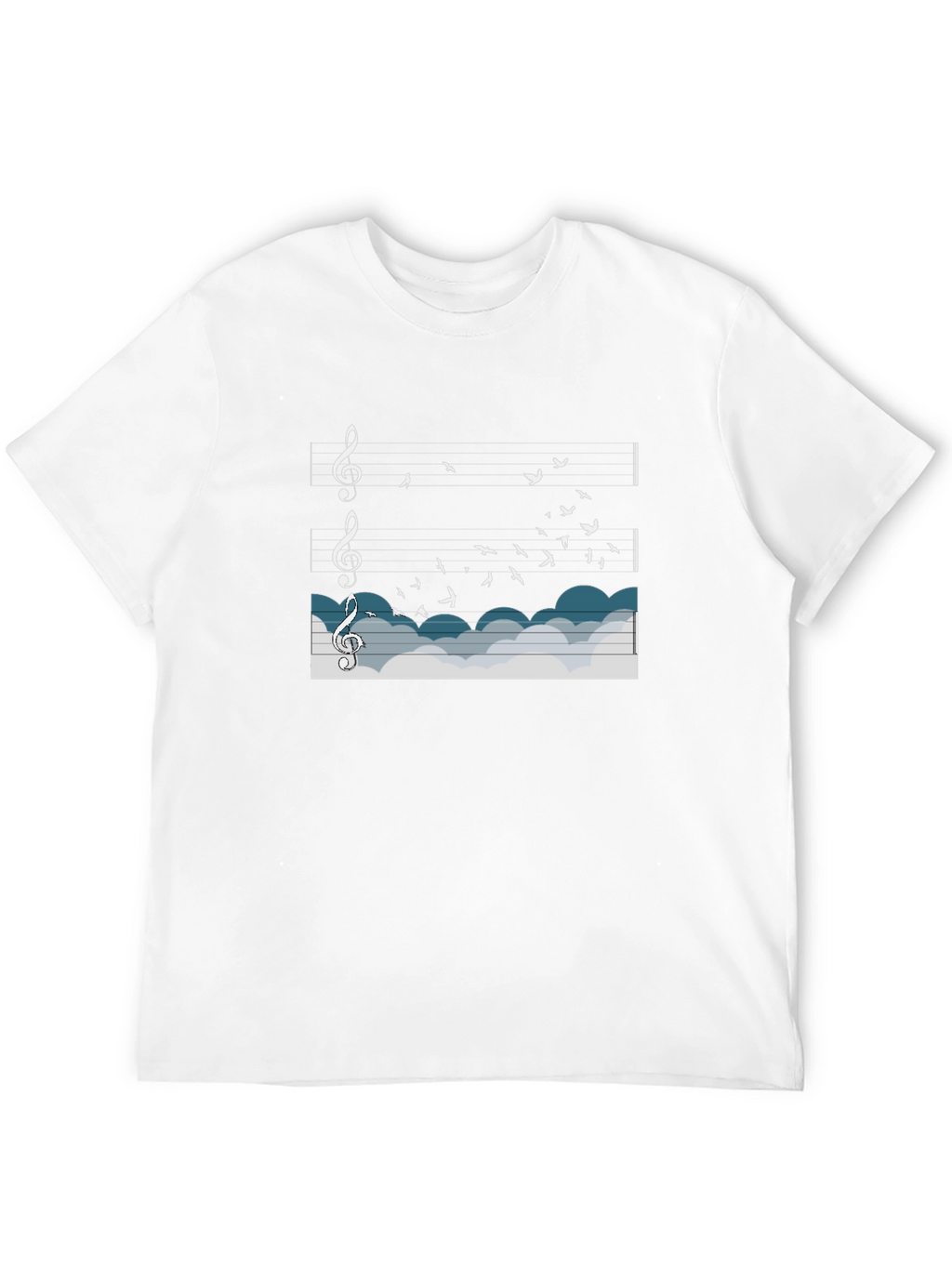 Musical Flight T-Shirt: Birds & Notes in the Sky