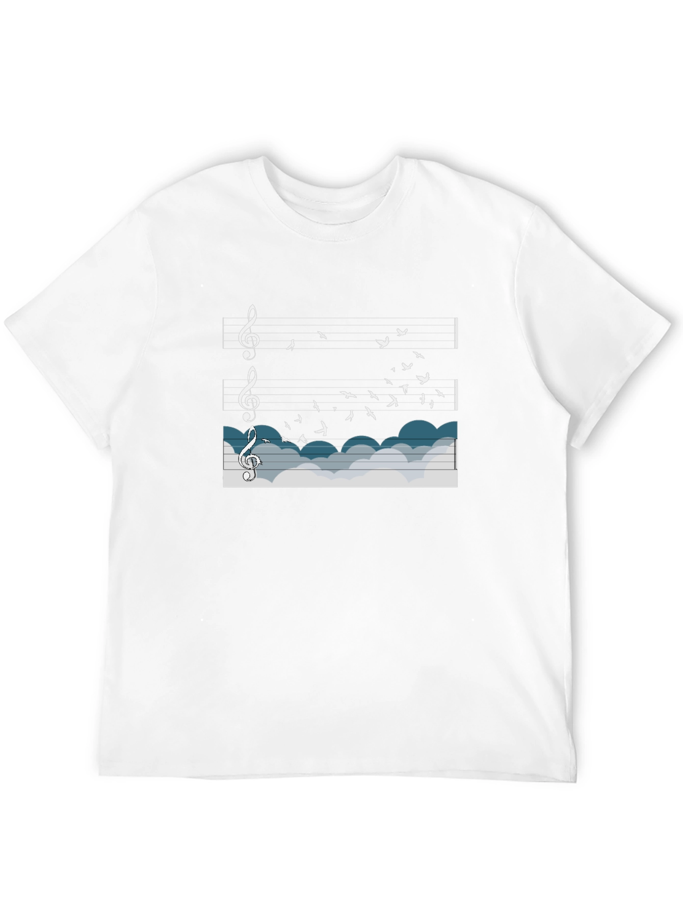 Musical Flight T-Shirt: Birds & Notes in the Sky