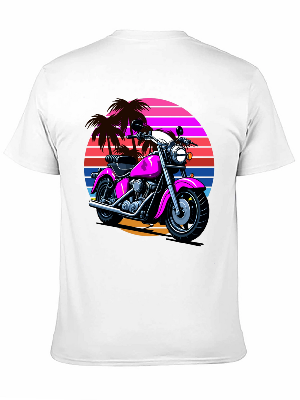Retro Motorcycle T-Shirt - Palm Sunset Graphic