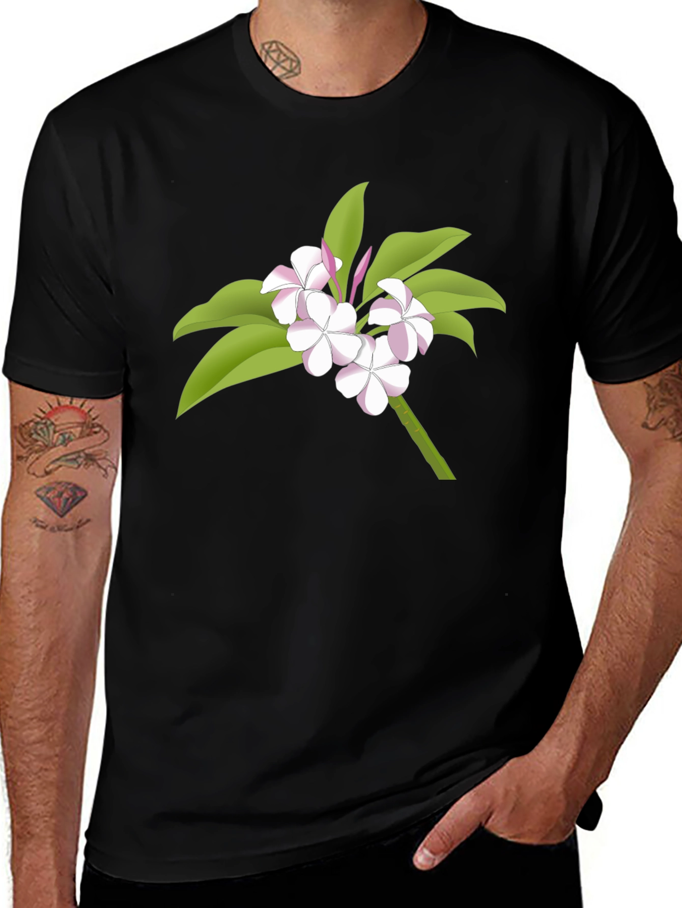 Floral Graphic Tee - Black Casual Wear