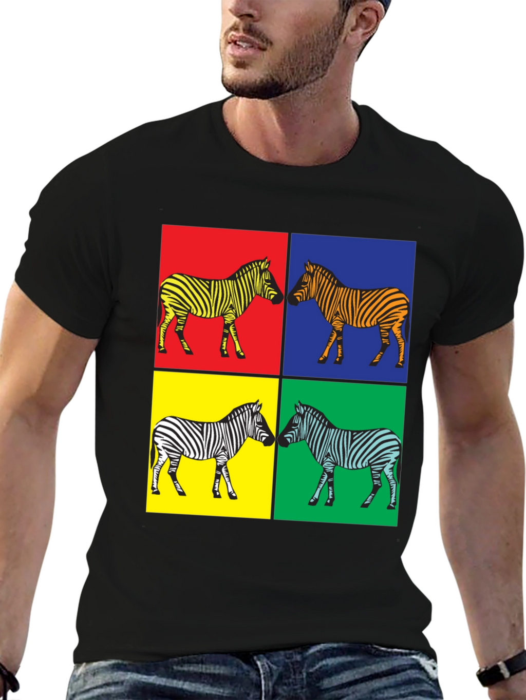 Pop Art Zebra Graphic Tee - Stylish Mens T-Shirt