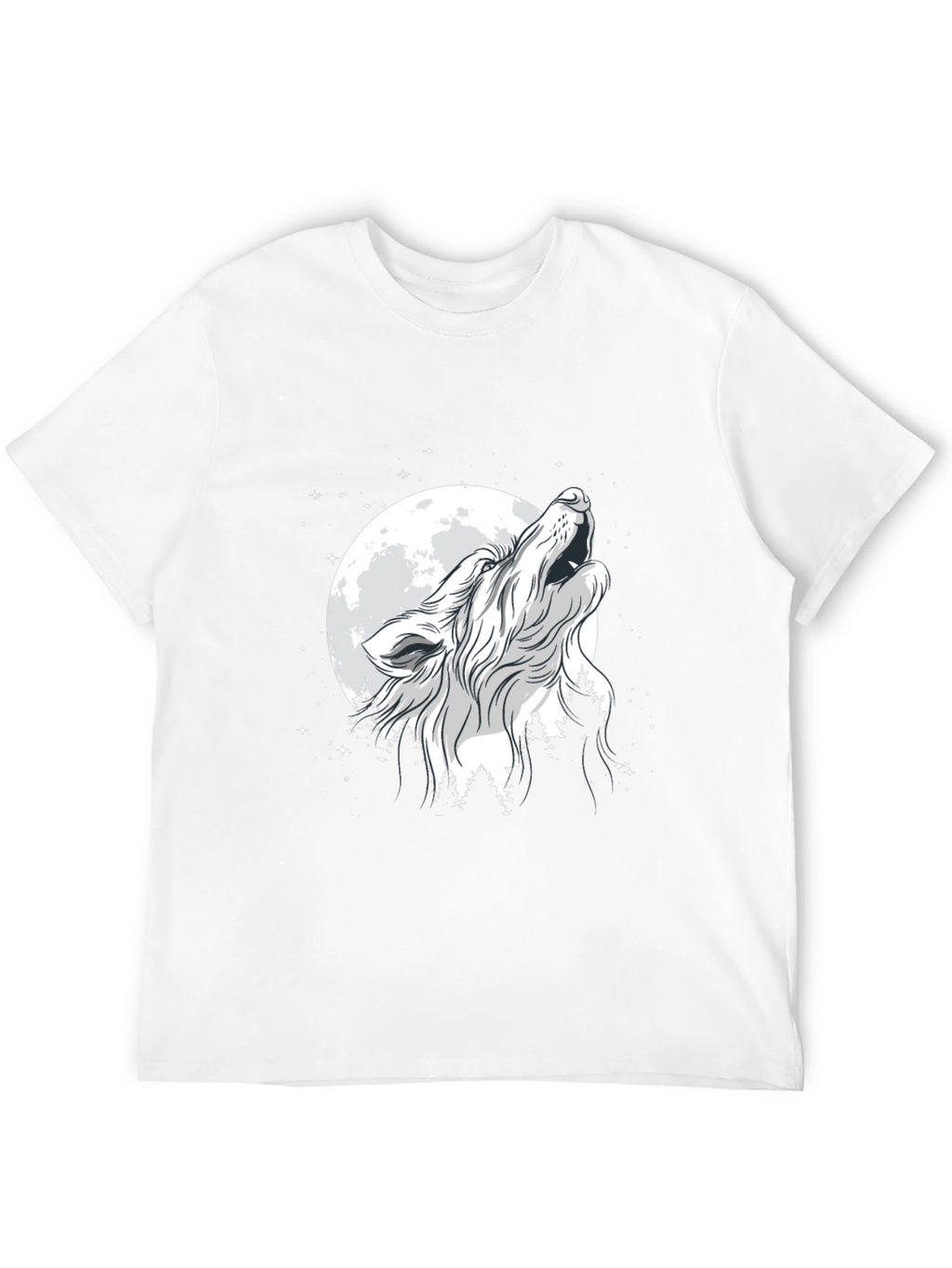 Wolf Howling at Moon Graphic Black T-Shirt