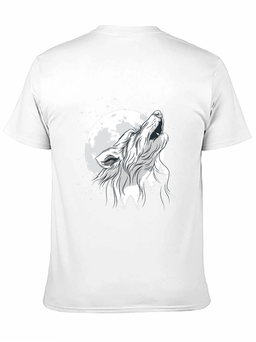 Wolf Howling at Moon Graphic Black T-Shirt