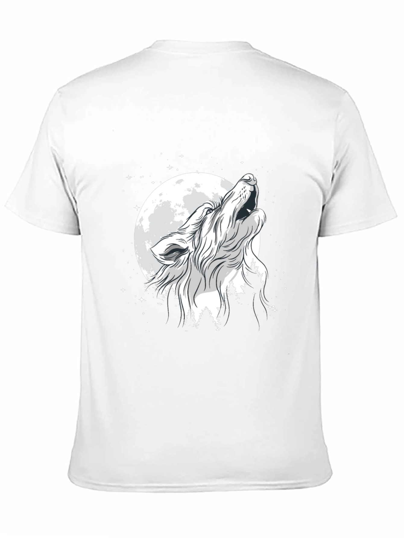 Wolf Howling at Moon Graphic Black T-Shirt