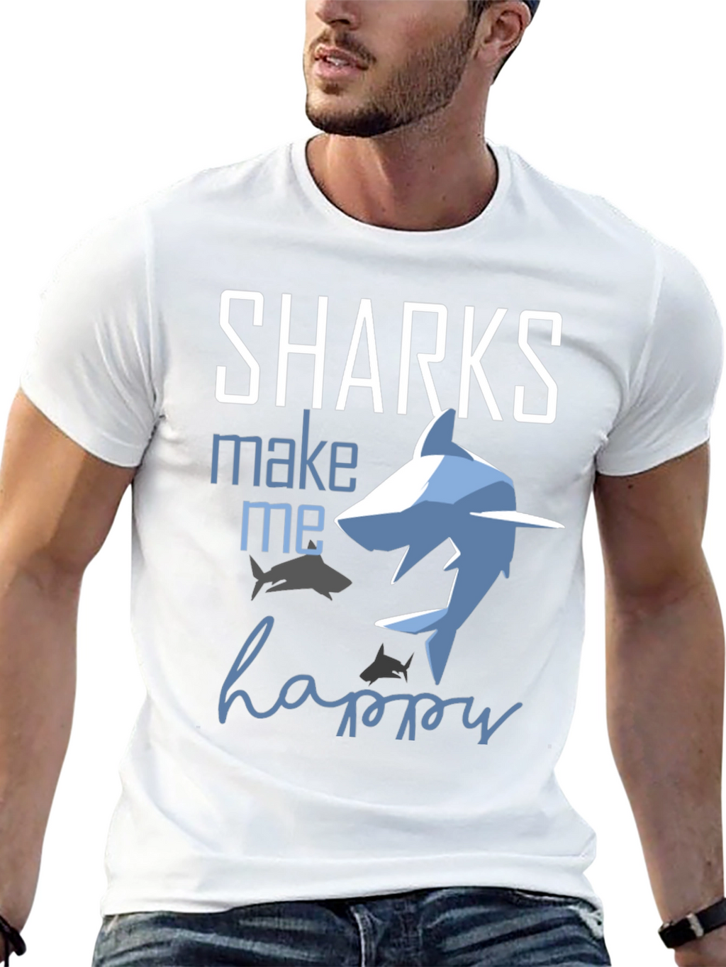 Sharks Make Me Happy Graphic Tee