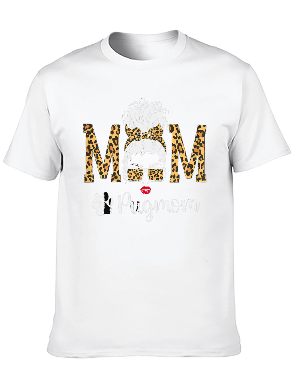 Pug Mom Leopard Print Graphic Tee