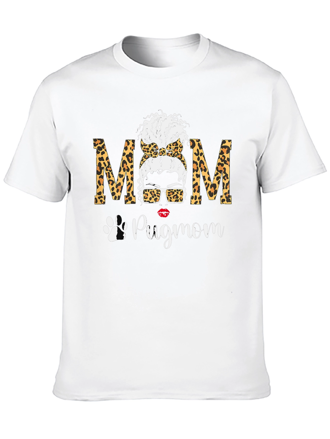 Pug Mom Leopard Print Graphic Tee