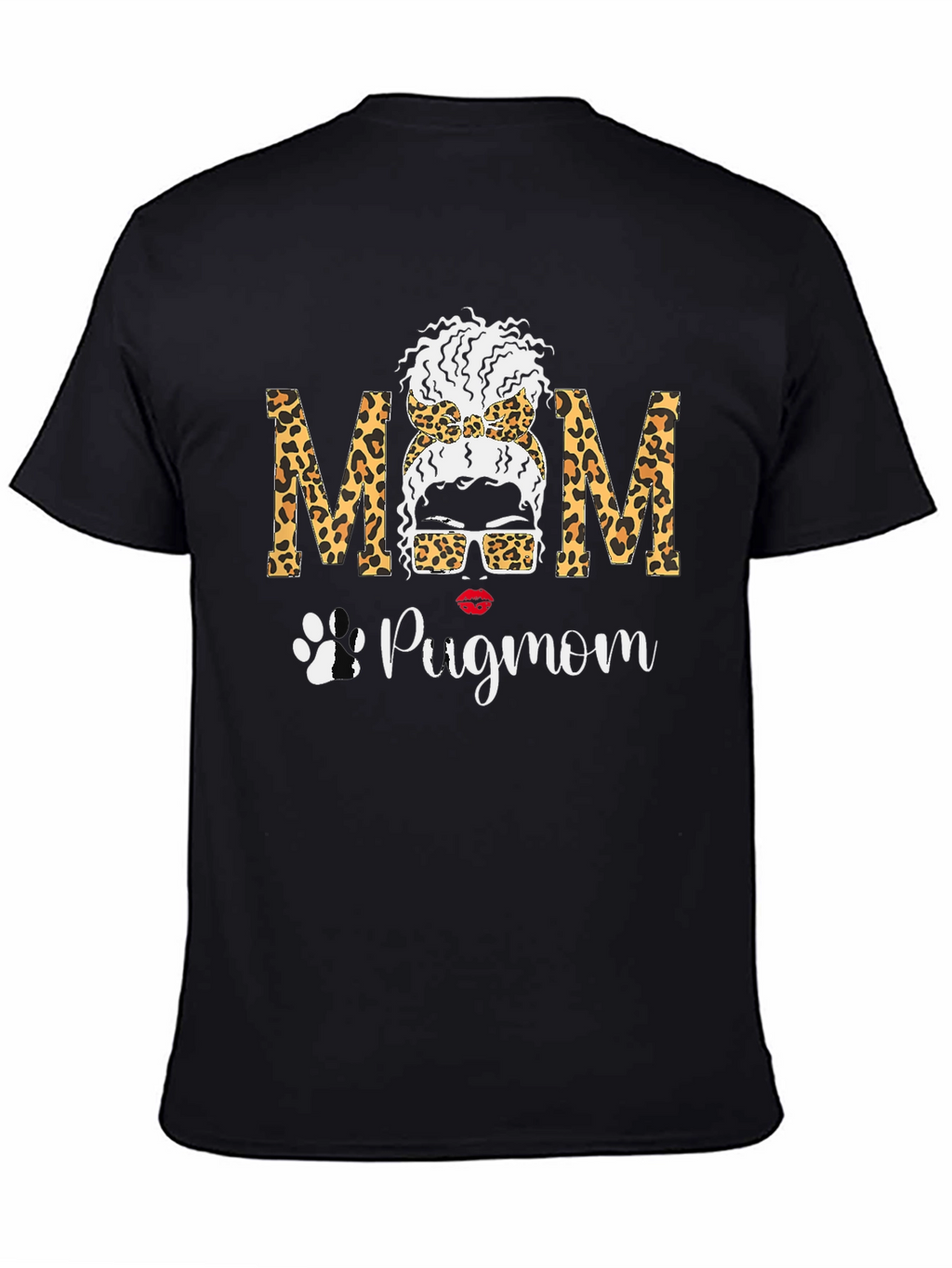 Pug Mom Leopard Print Graphic Tee