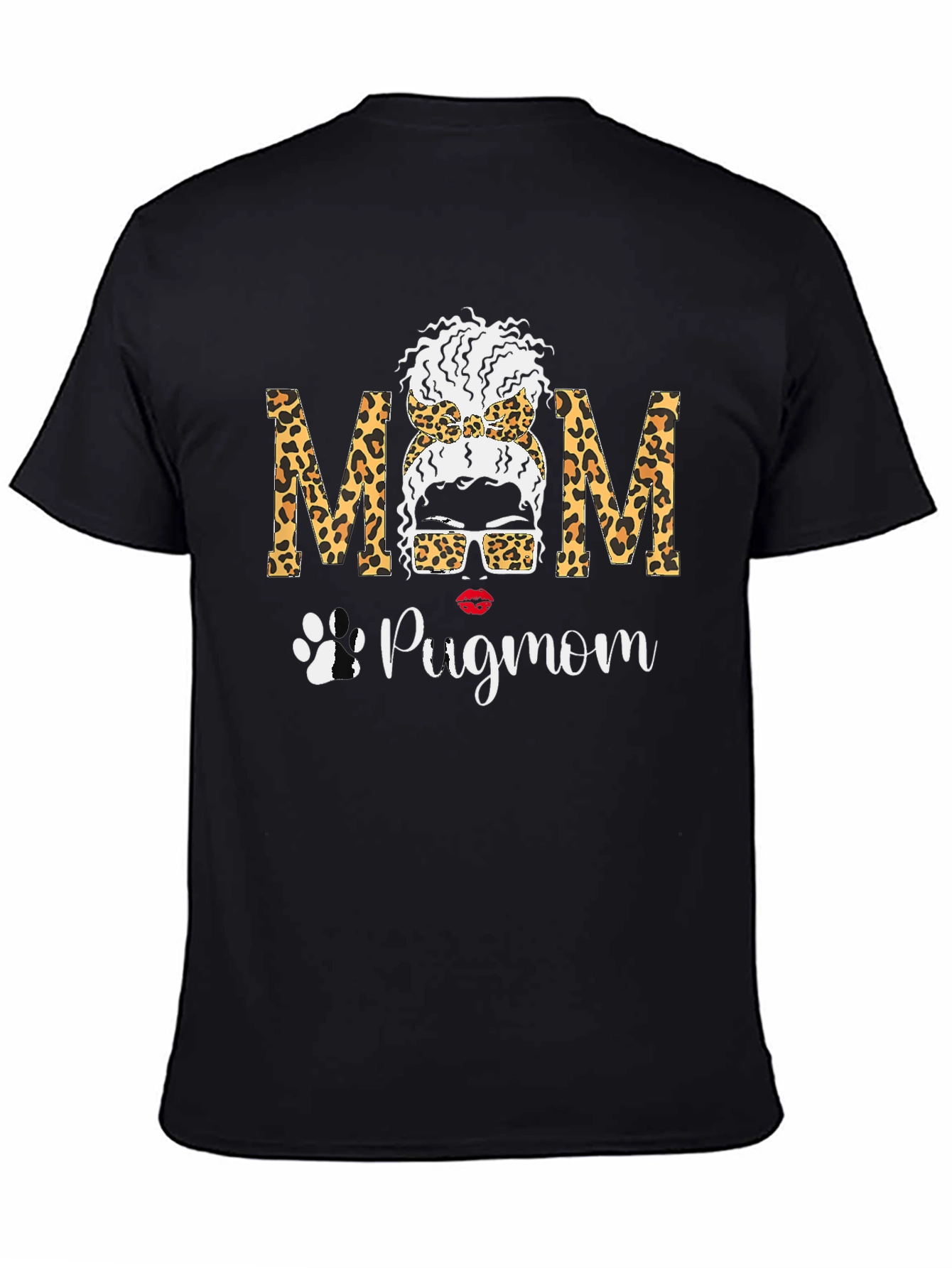 Pug Mom Leopard Print Graphic Tee