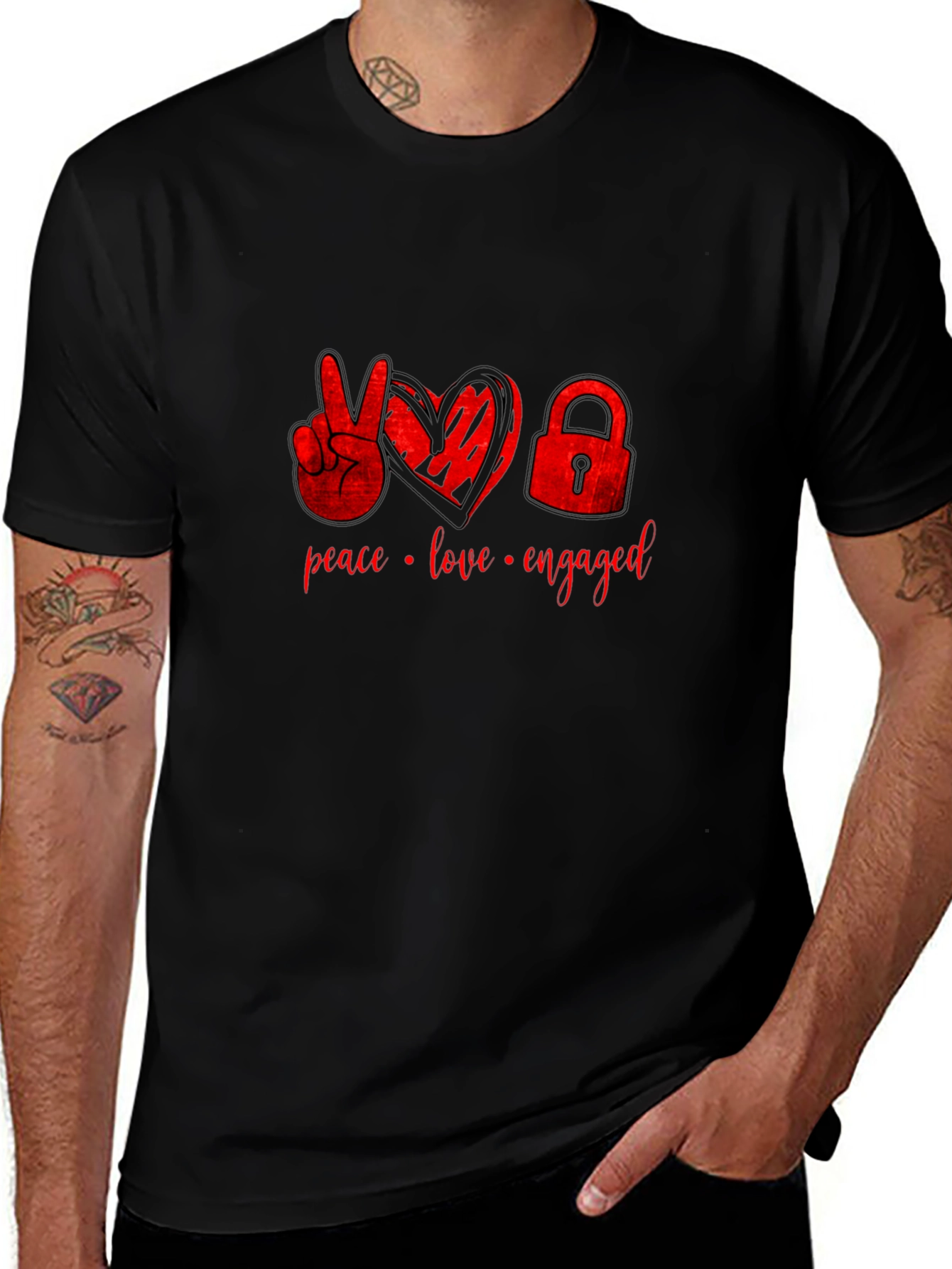 Peace Love Engaged Graphic Tee - Black T-Shirt