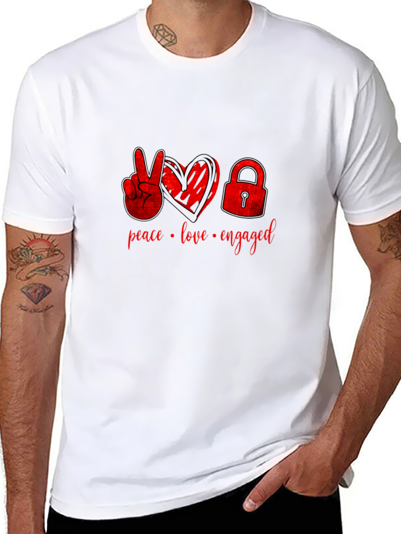 Peace Love Engaged Graphic Tee - Black T-Shirt
