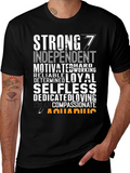 Strong Aquarius Zodiac Sign Black T-Shirt