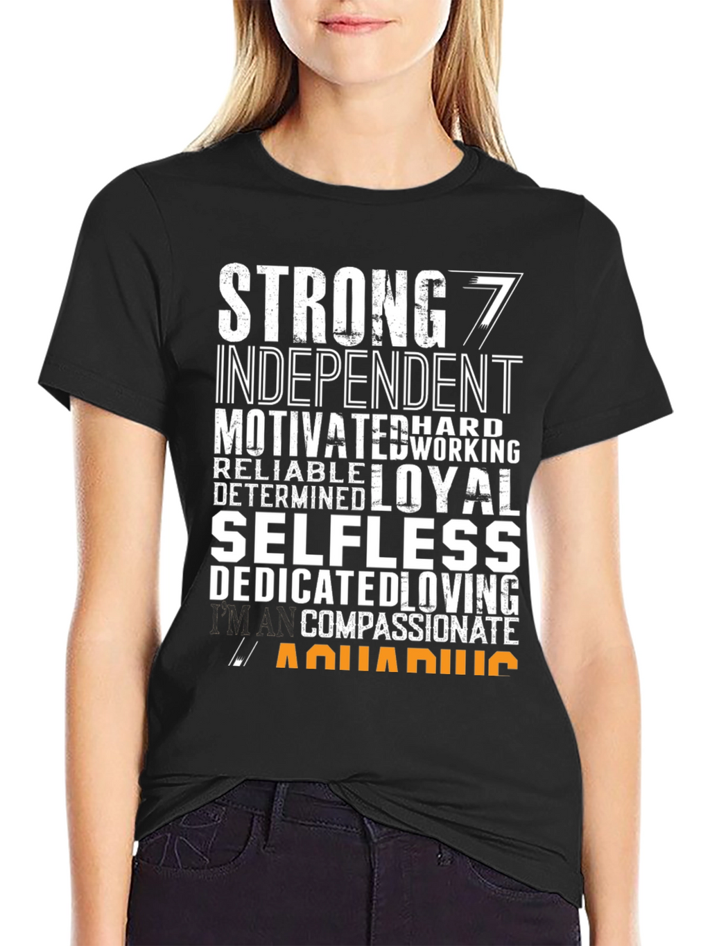 Strong Aquarius Zodiac Sign Black T-Shirt