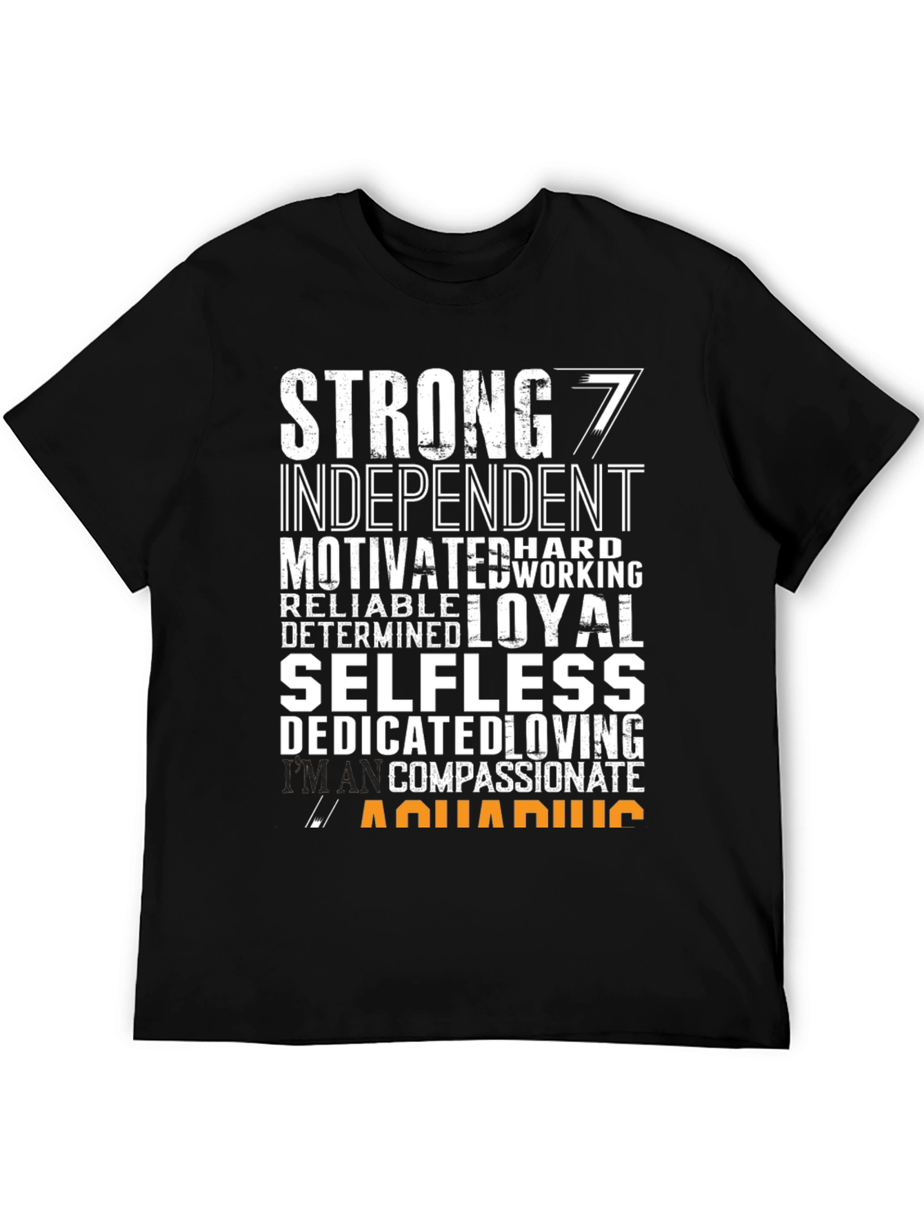 Strong Aquarius Zodiac Sign Black T-Shirt