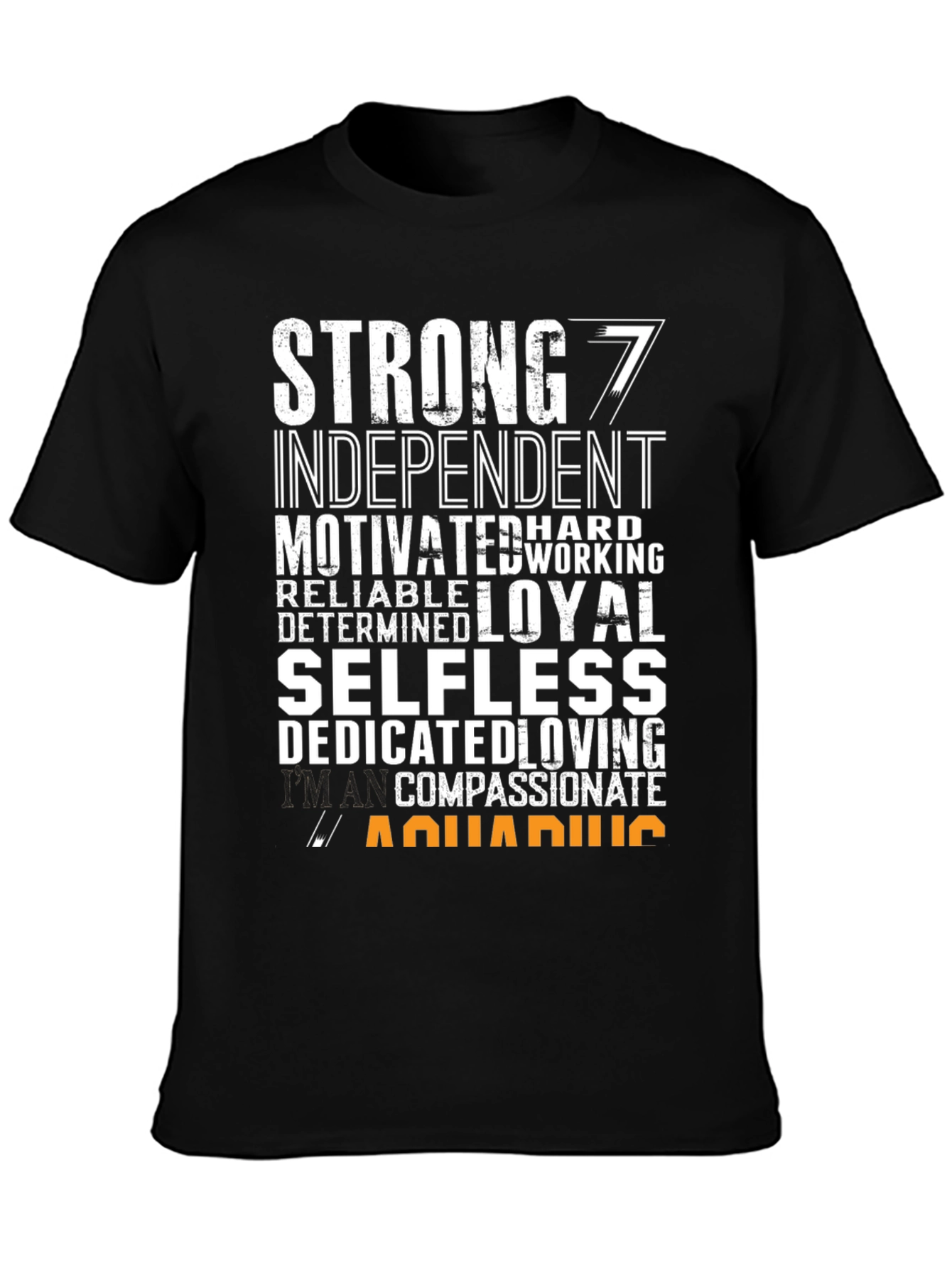 Strong Aquarius Zodiac Sign Black T-Shirt