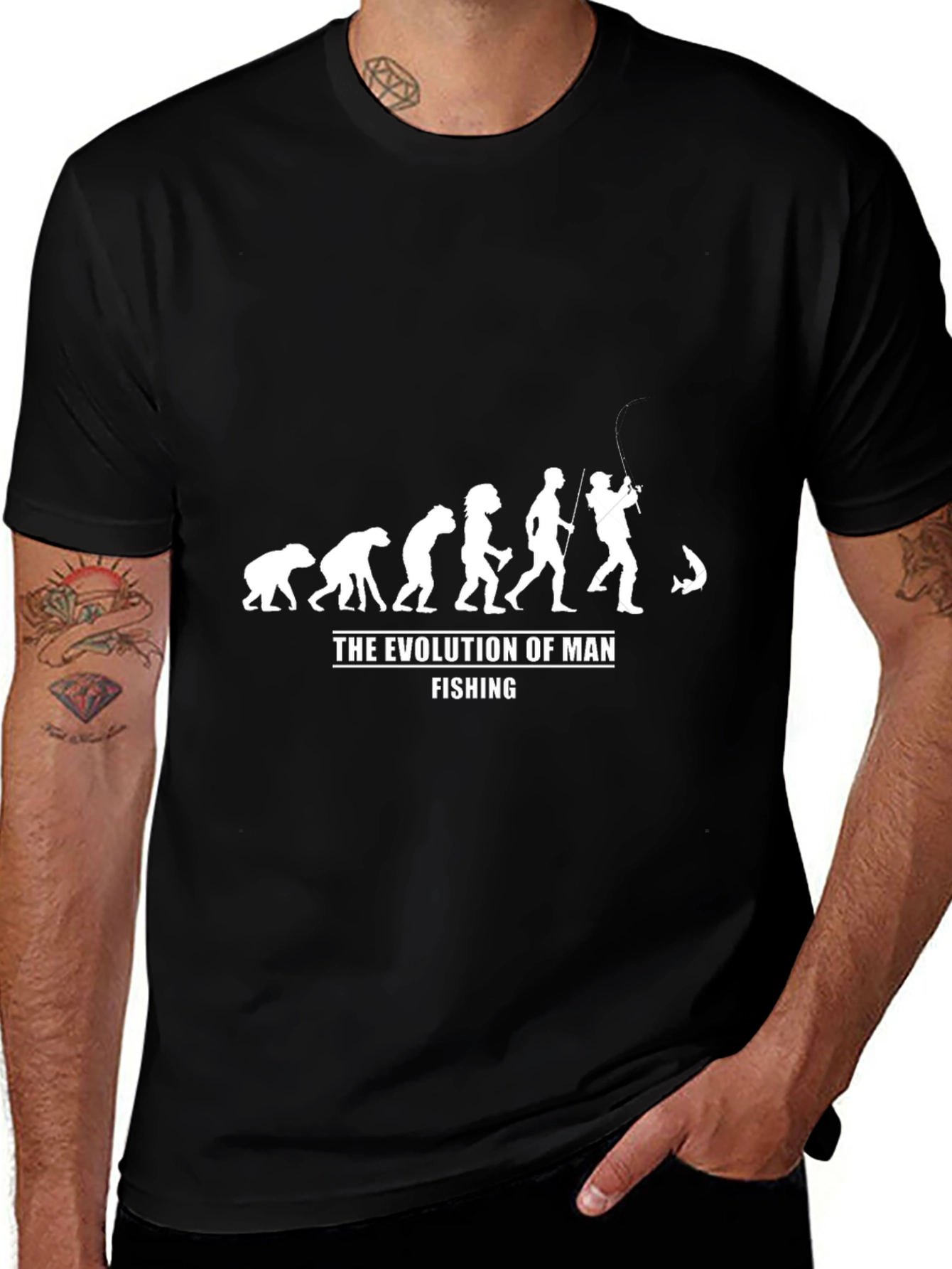 Evolution of Man Fishing Graphic T-Shirt