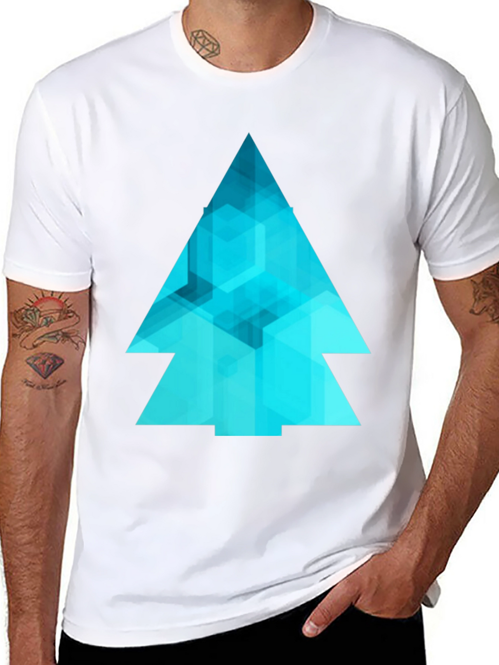 Abstract Geometric Tree Graphic Tee - Modern Design