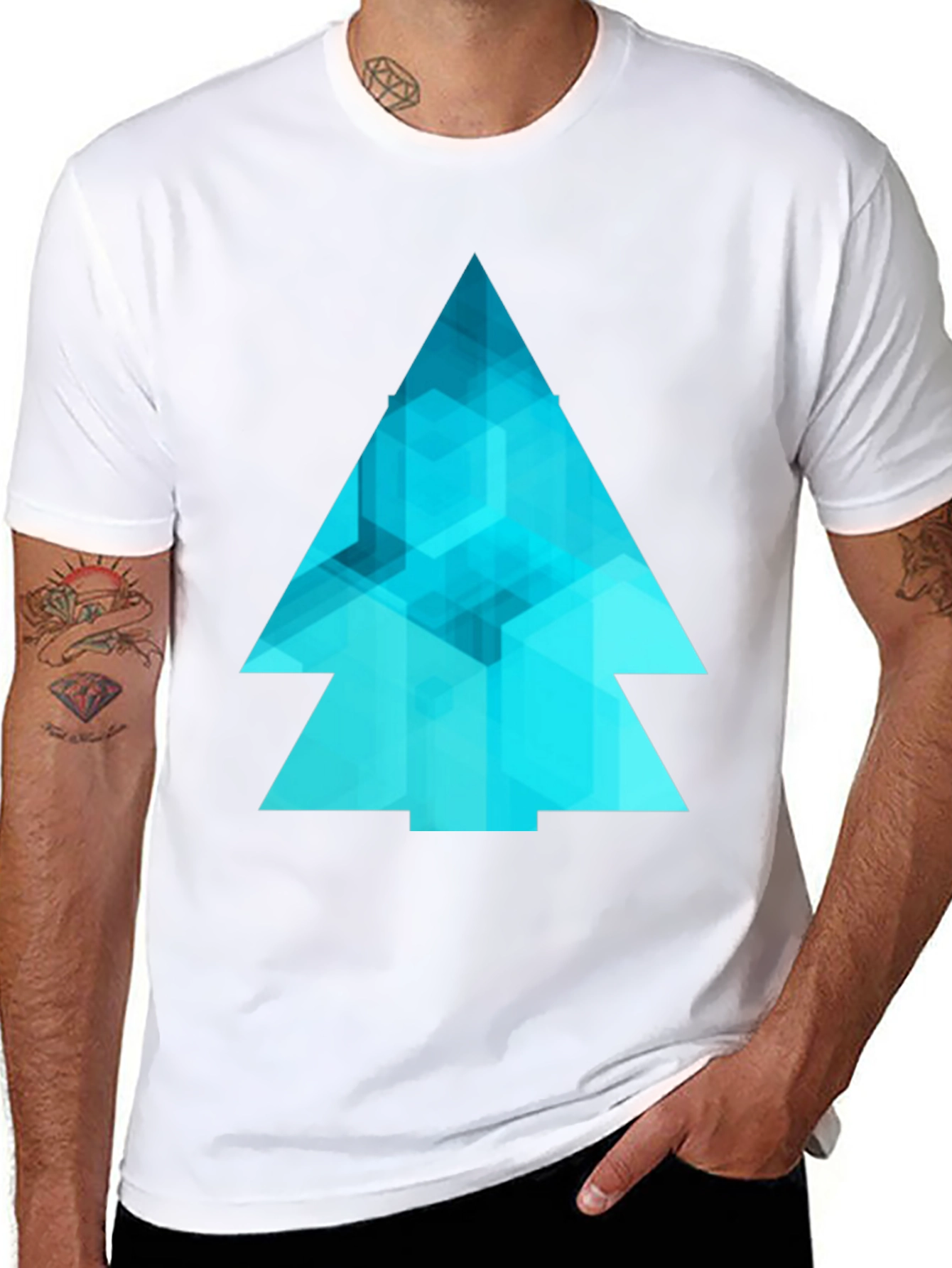 Abstract Geometric Tree Graphic Tee - Modern Design