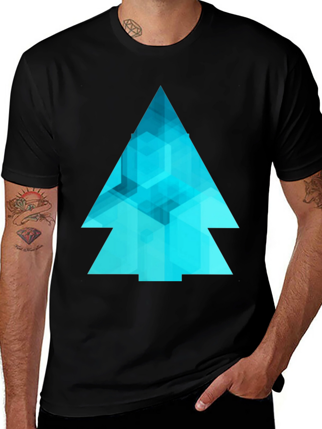 Abstract Geometric Tree Graphic Tee - Modern Design
