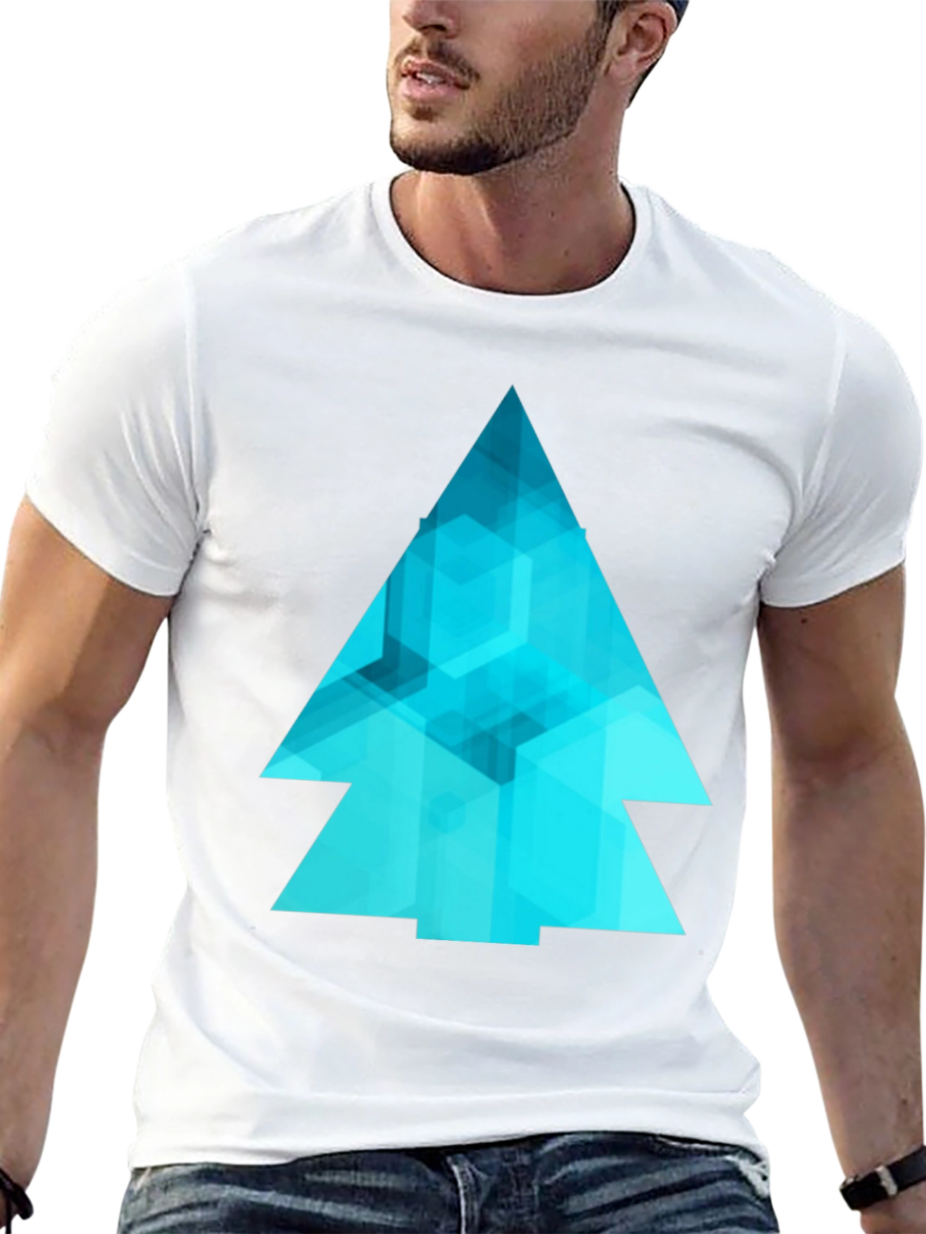 Abstract Geometric Tree Graphic Tee - Modern Design