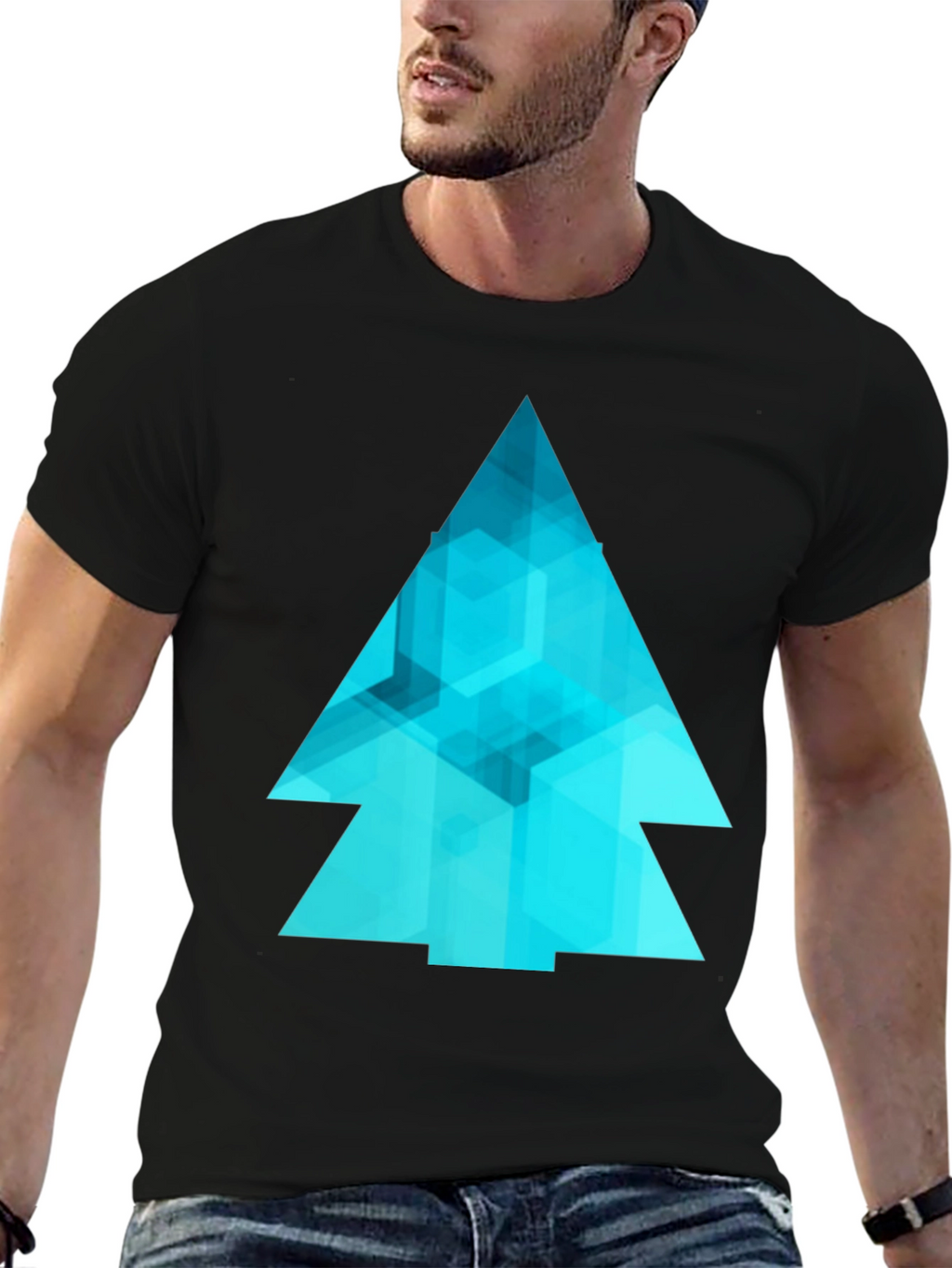 Abstract Geometric Tree Graphic Tee - Modern Design