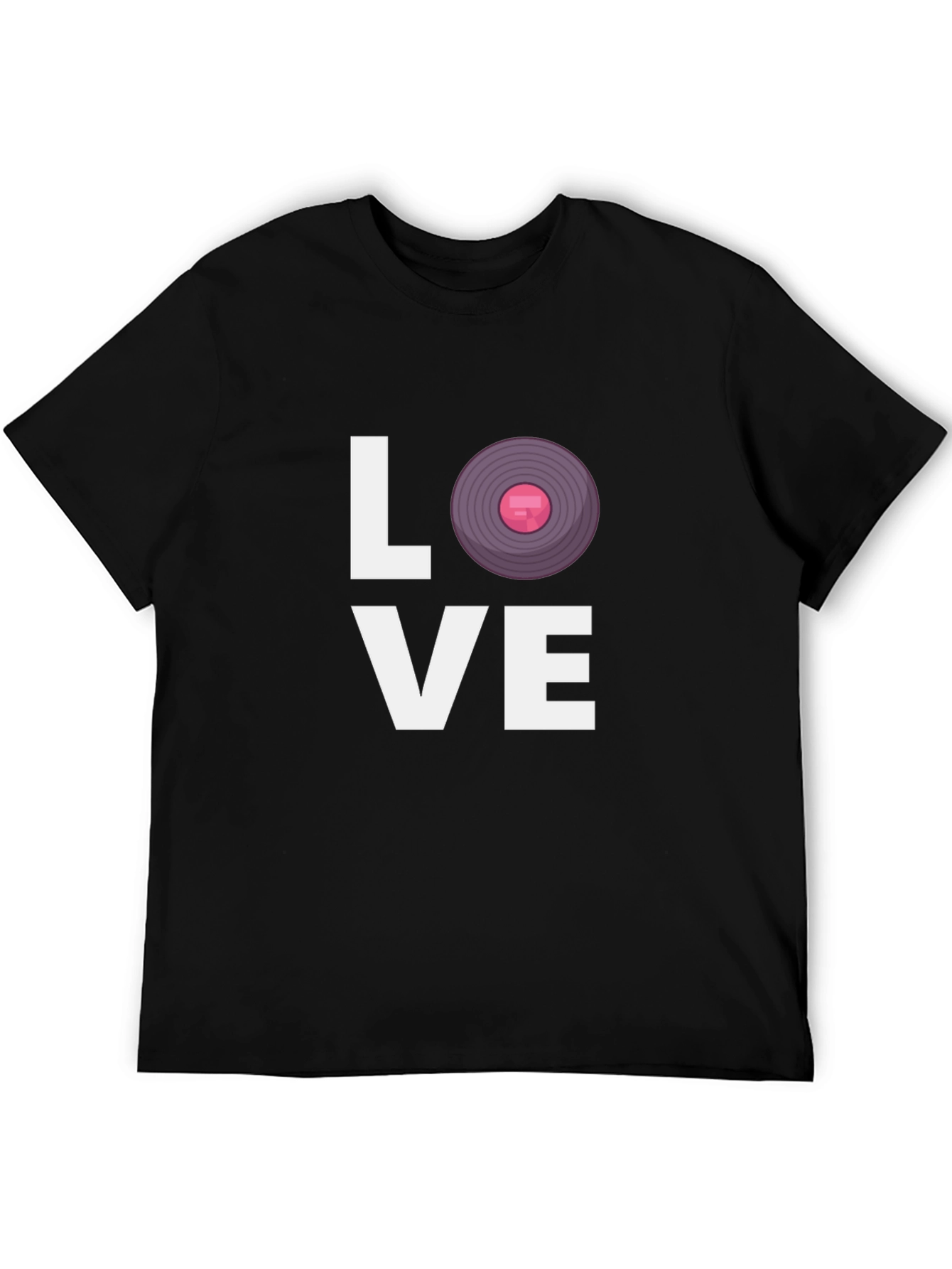 Love Vinyl Record Graphic Black T-Shirt